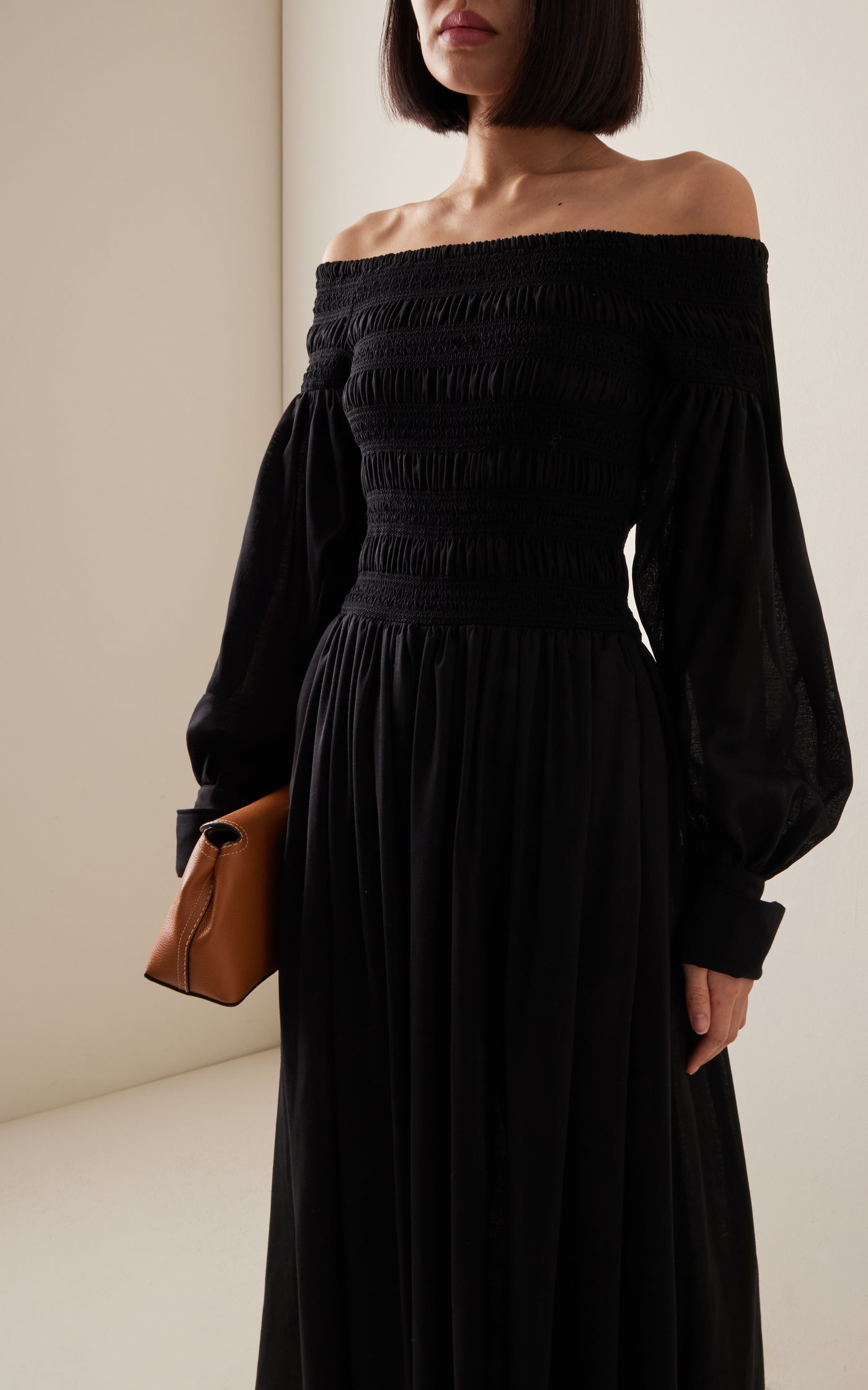 Manu Off-The-Shoulder Wool Maxi Dress