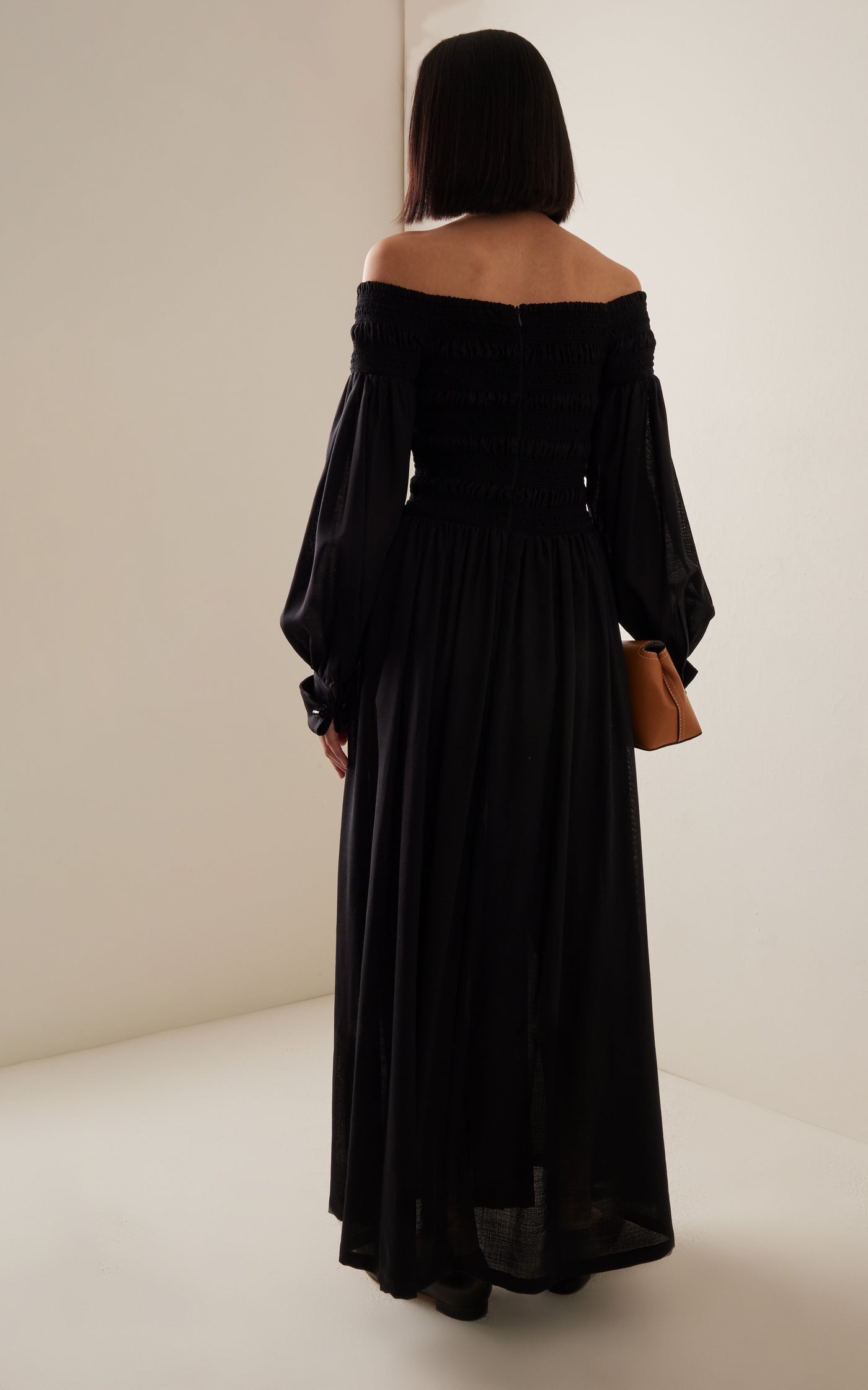 Manu Off-The-Shoulder Wool Maxi Dress