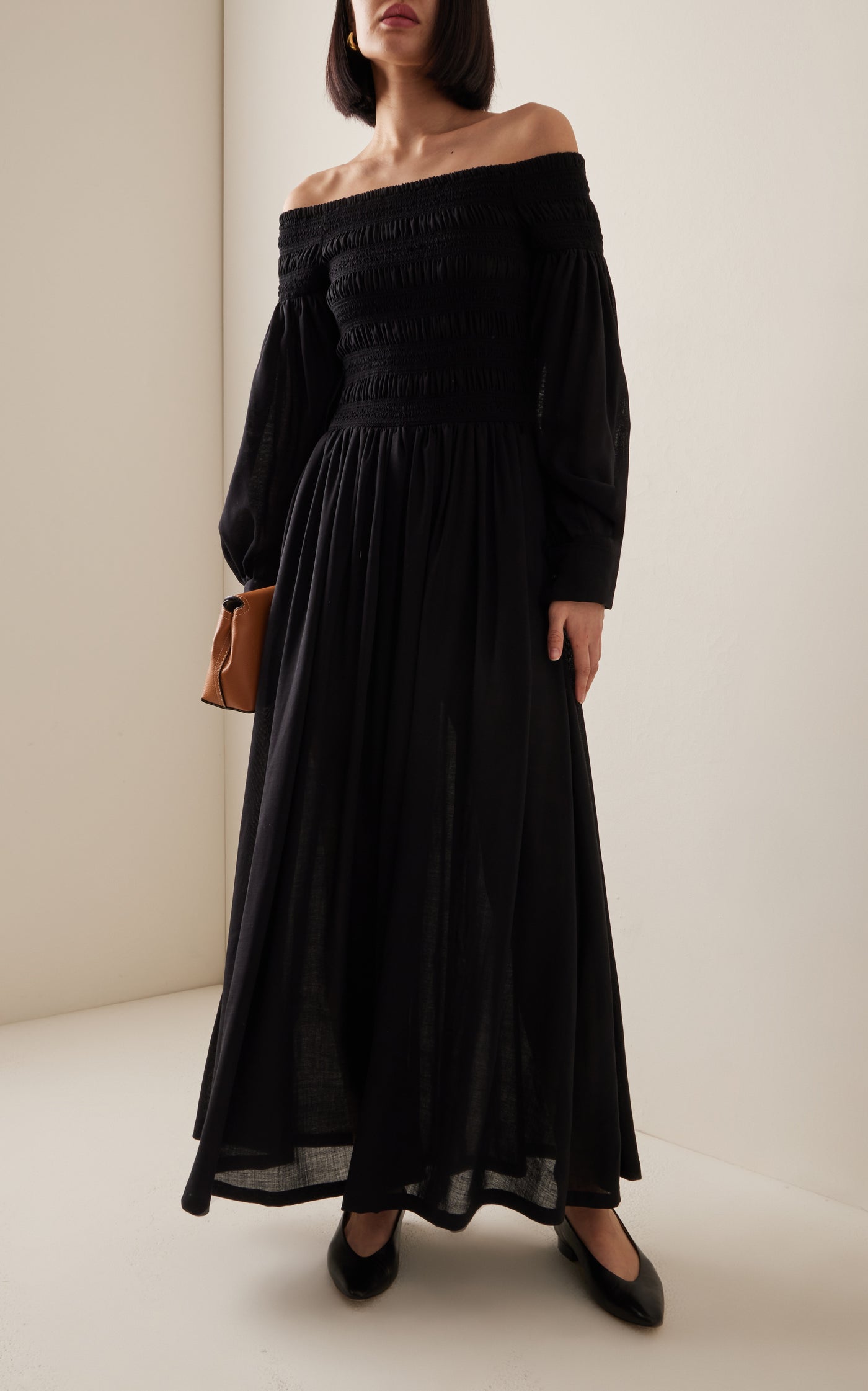 Manu Off-The-Shoulder Wool Maxi Dress