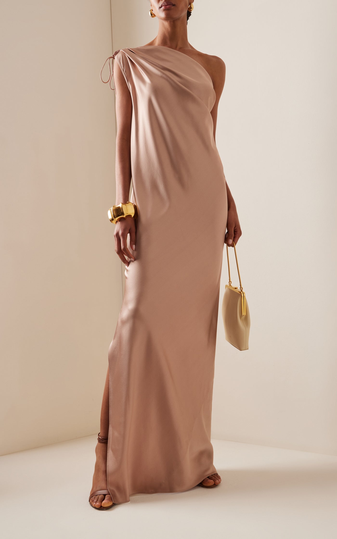 Opera Asymmetric Silk Maxi Dress