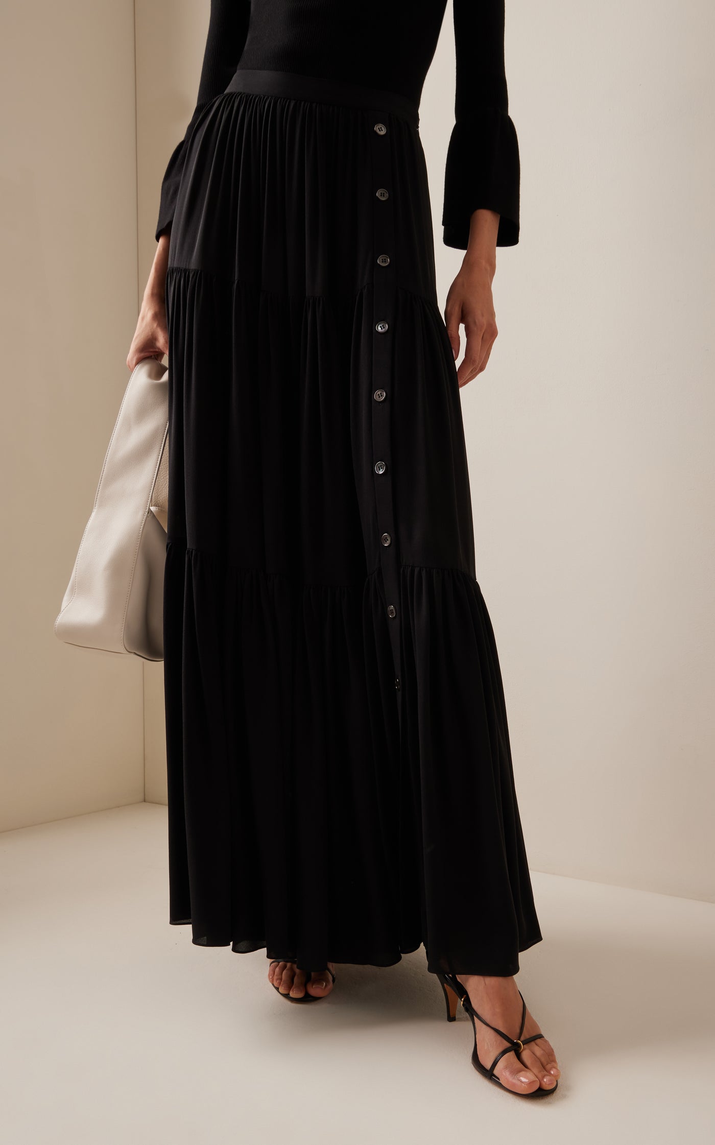 Tiered Organic Silk Maxi Skirt