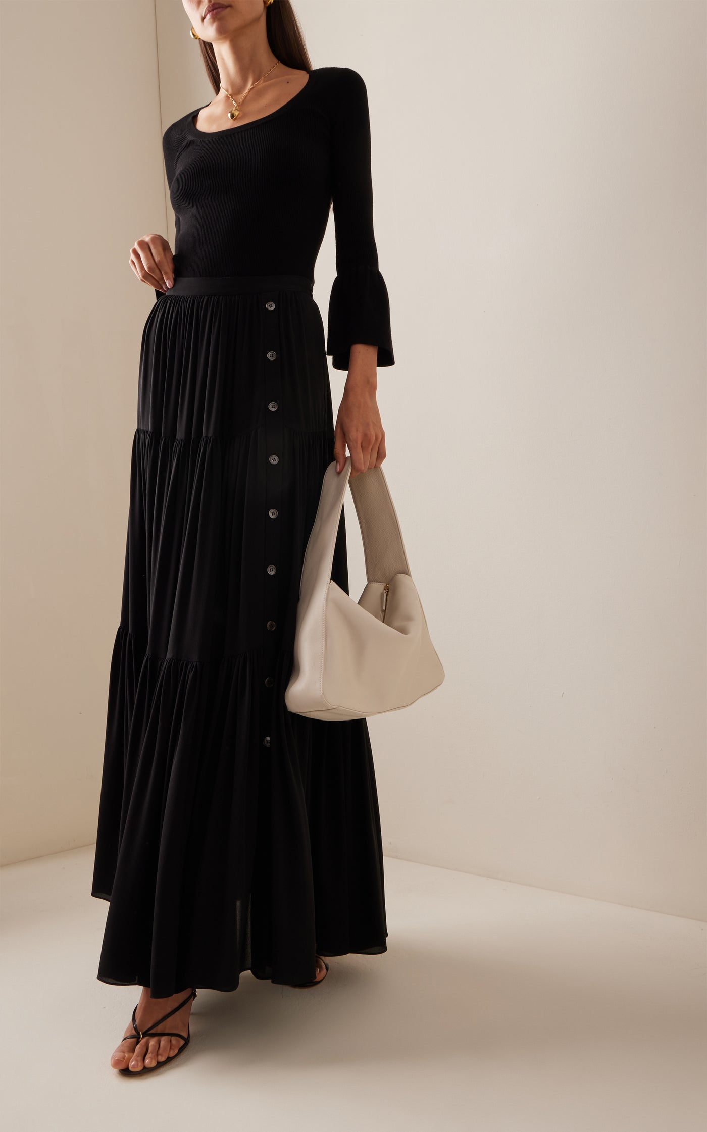 Tiered Organic Silk Maxi Skirt