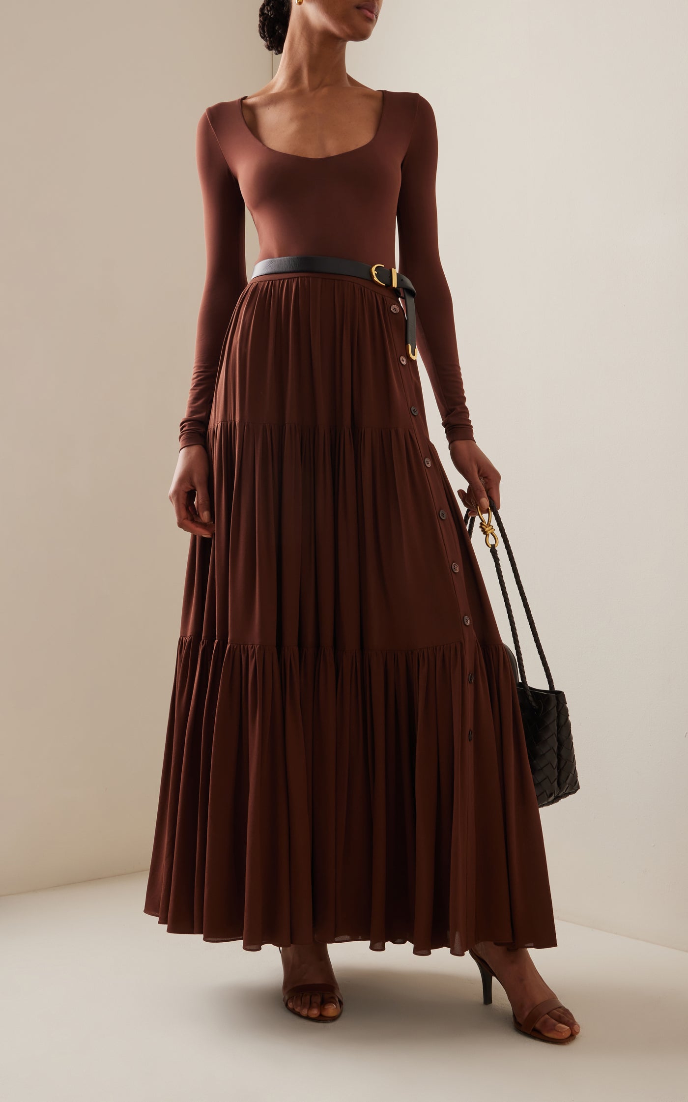 Tiered Silk Georgette Maxi Skirt