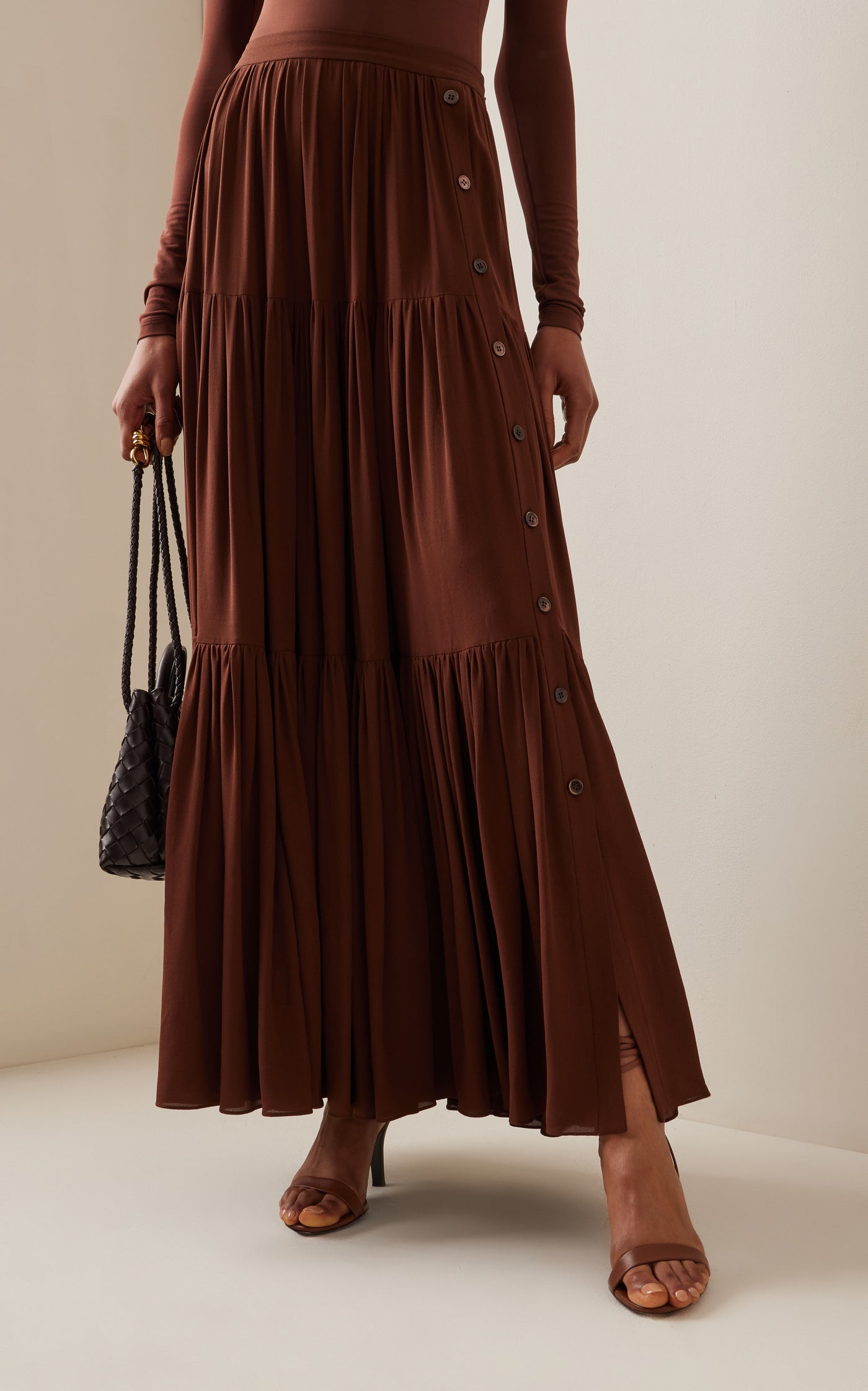 Tiered Silk Georgette Maxi Skirt