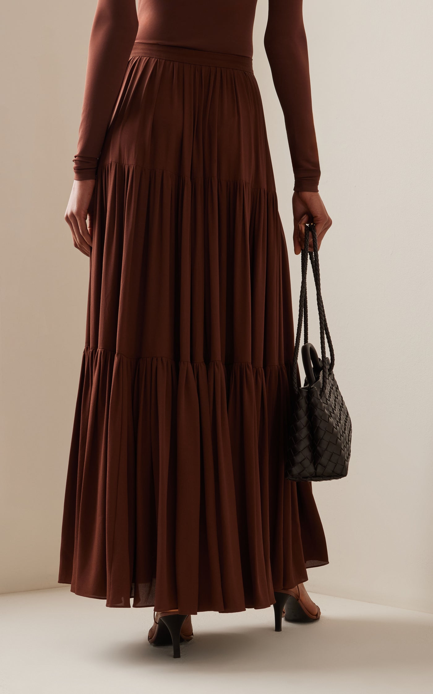 Tiered Silk Georgette Maxi Skirt