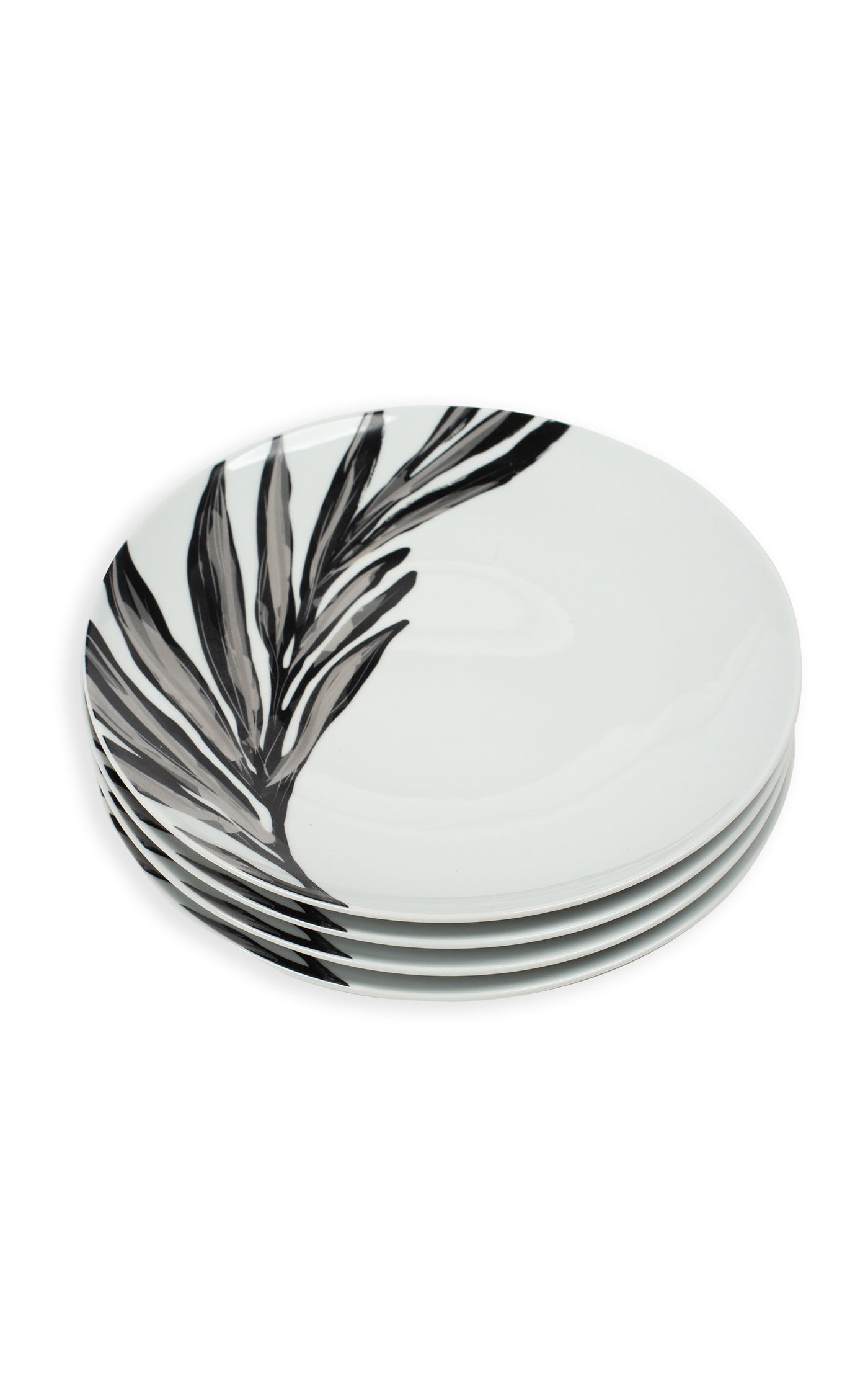 Set-of-Four Monochrome Porcelain Dinner Plates