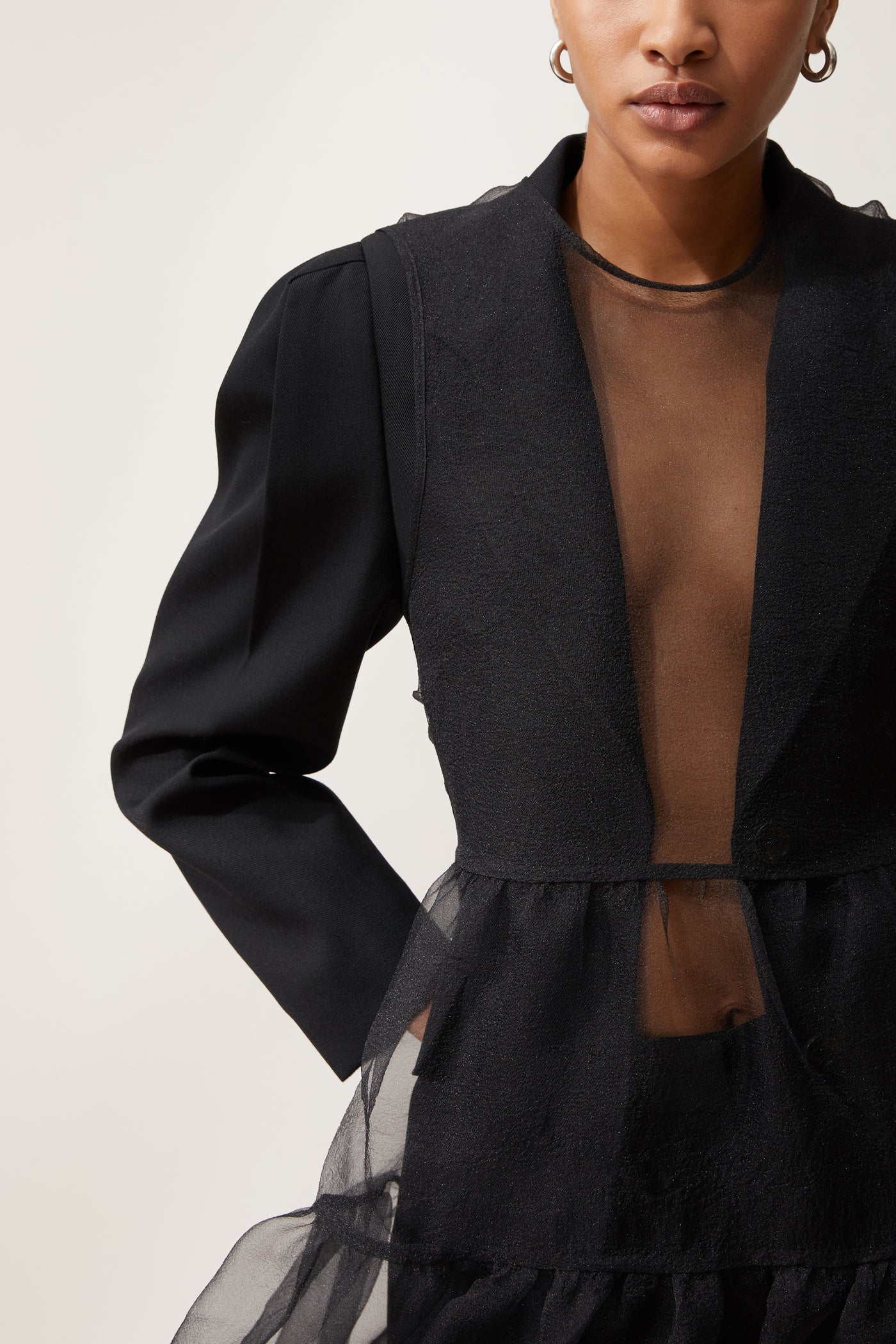 Puff-Sleeve Wool Blazer