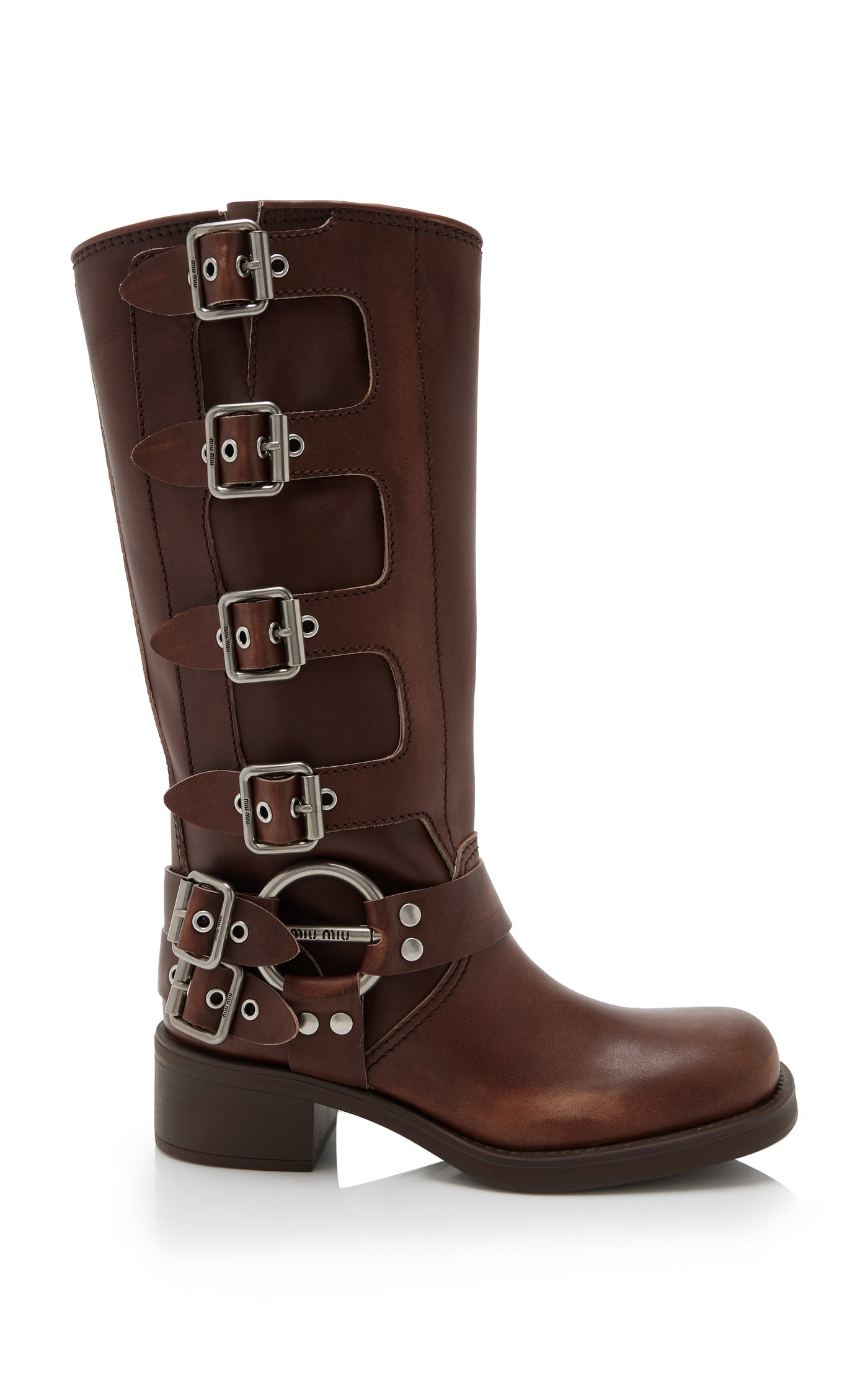 Stivali Buckle-Detailed Leather Knee Boots