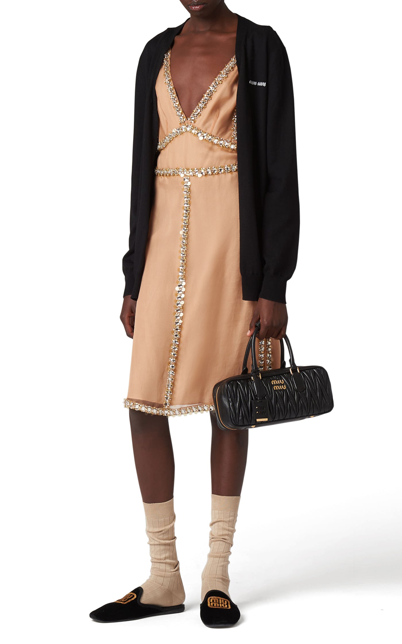 Crystal-Embellished Silk Chiffon Mini Dress