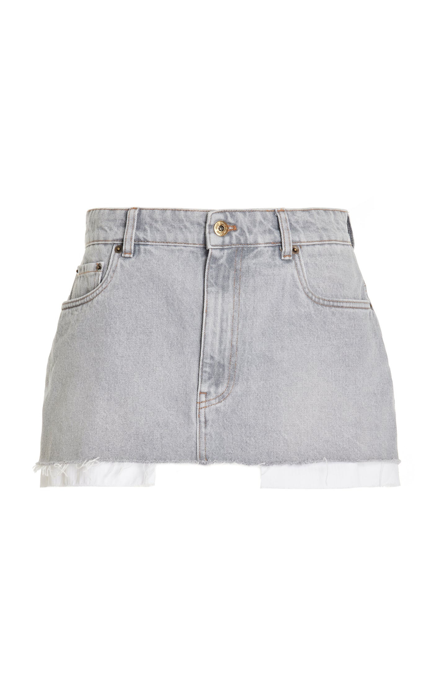 Exposed Pocket Denim Mini Skirt