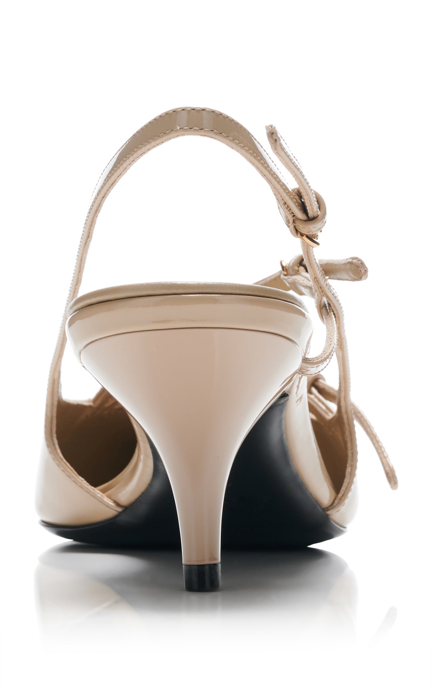 Buckle-Detailed Patent Leather Slingback Pumps