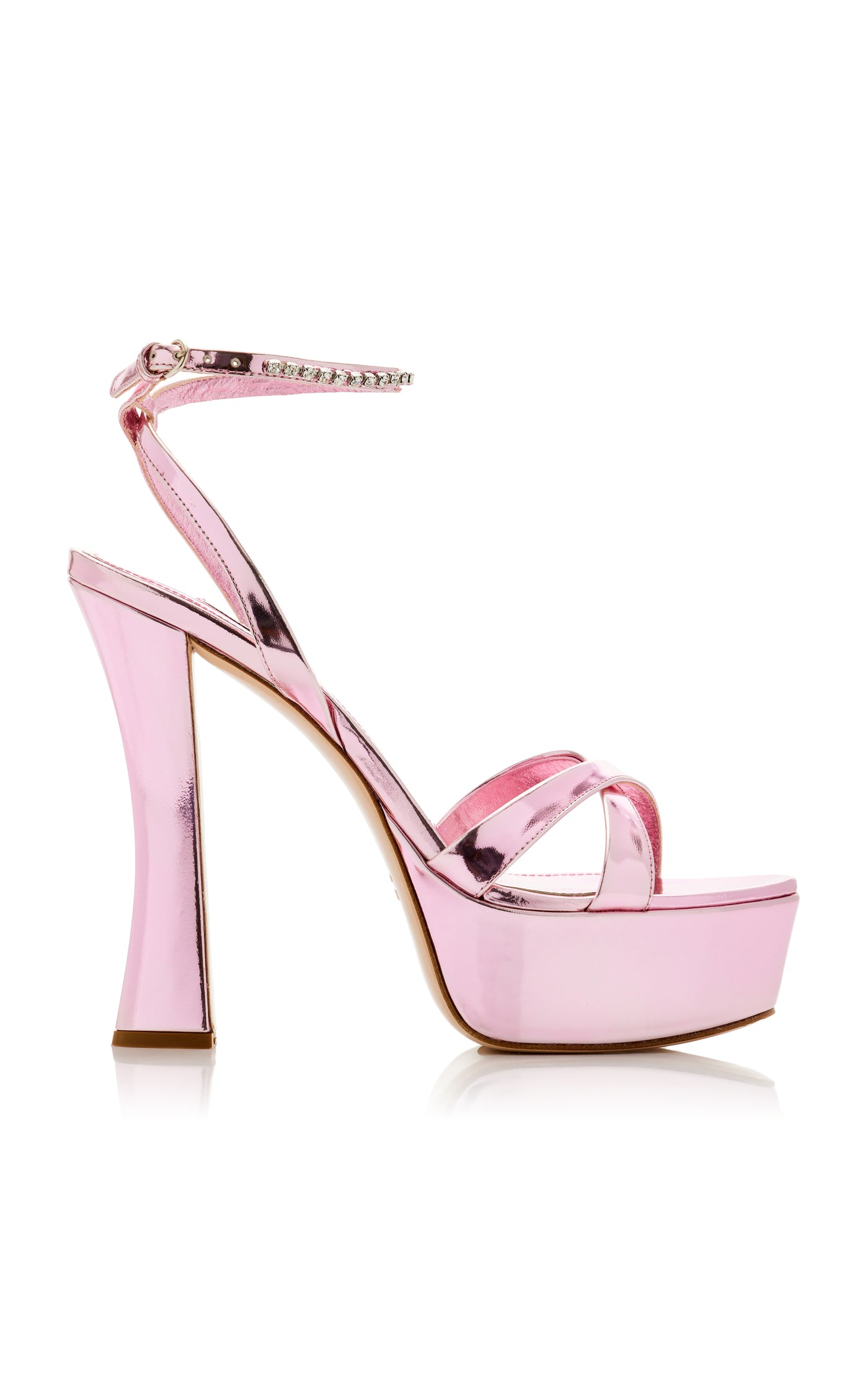 Décolleté Bejeweled Leather Platform Sandals