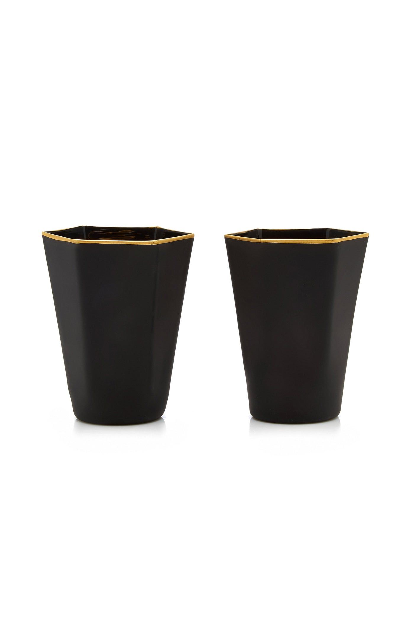 Set-Of-Two Gold-Tipped Matte Glass Tumblers