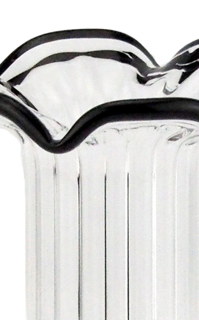 Set-Of-Two Small Scalloped Glass Candle Sticks