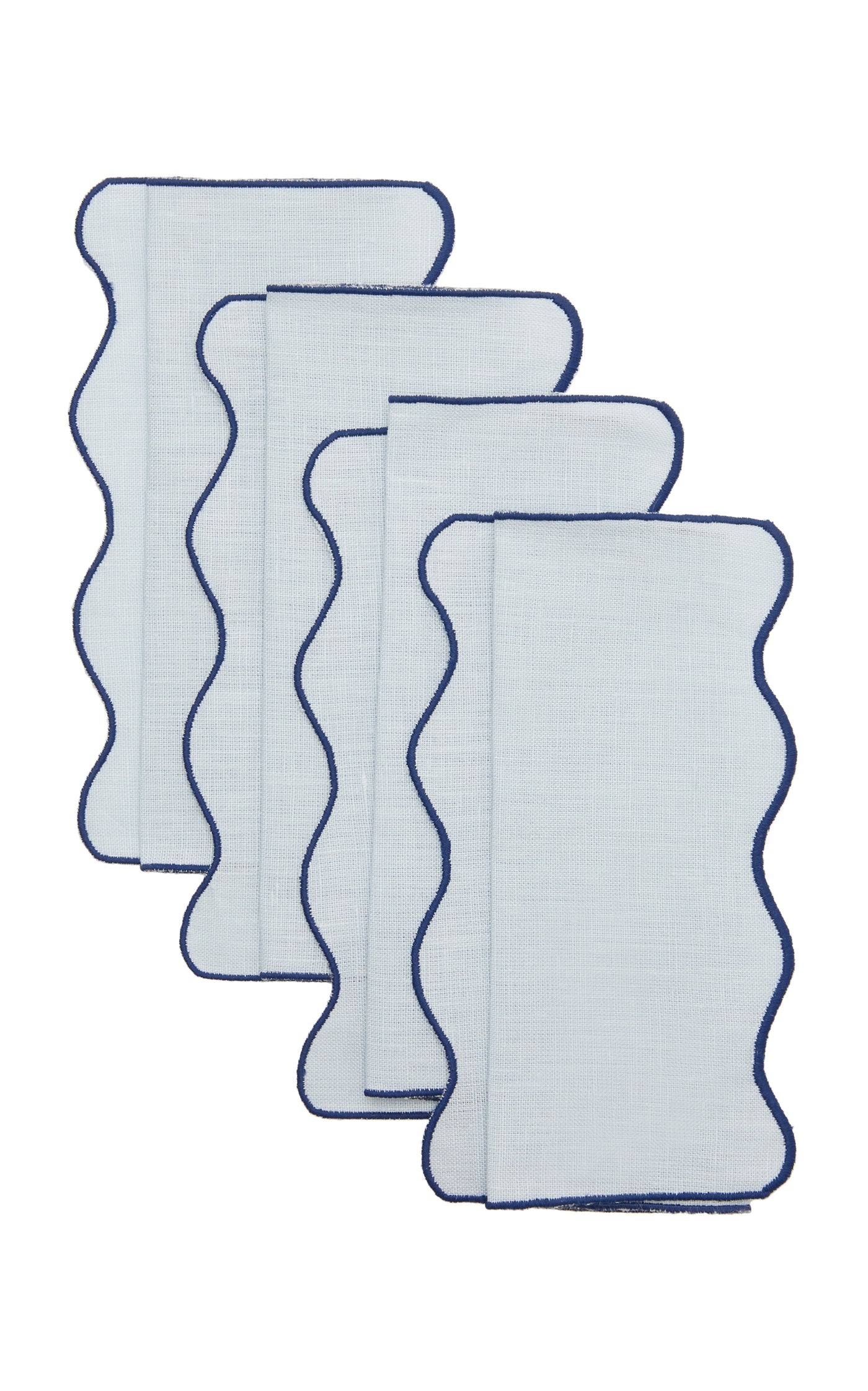 Set-Of-Four Scalloped Linen Cocktail Napkins