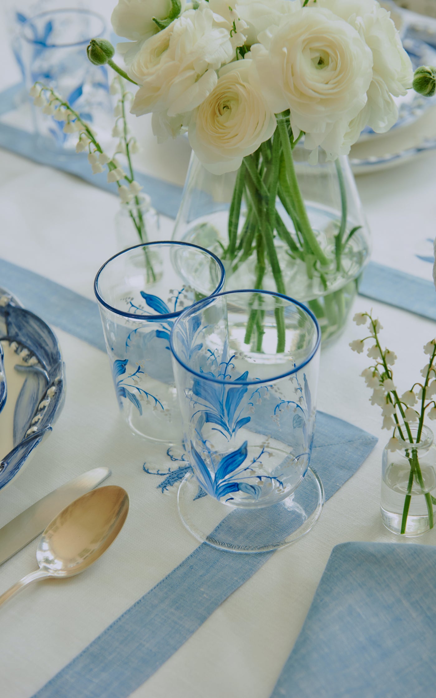 Hand-Painted Lily of The Valley Glass Tumbler