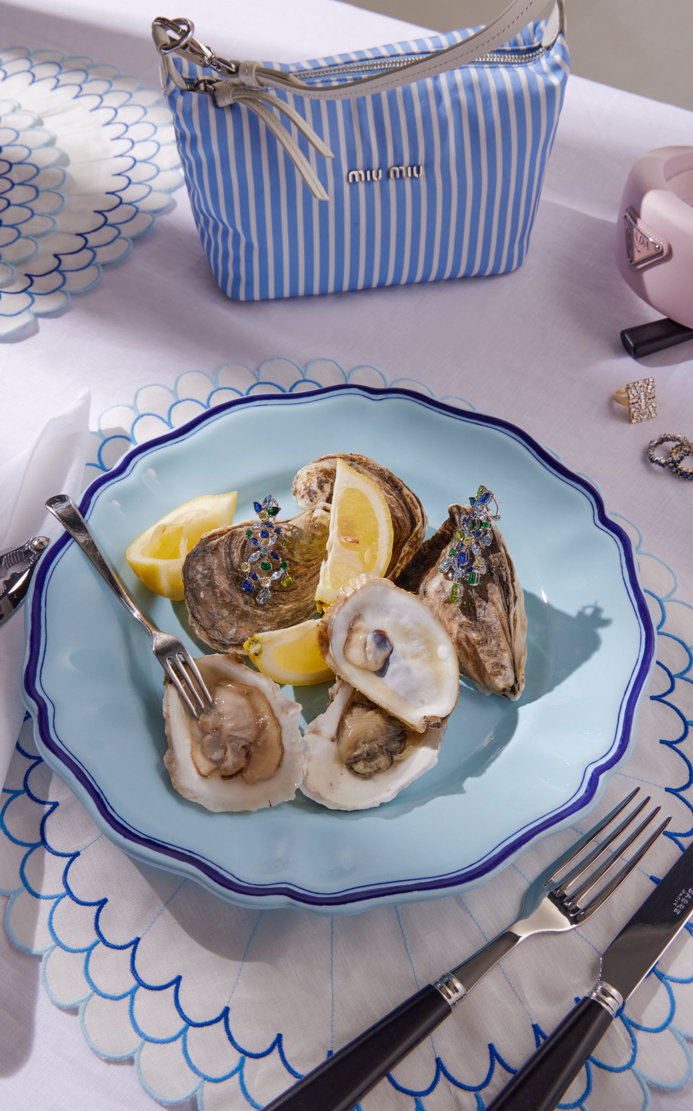 Moda Domus, Set-Of-Four Hand-Painted Ceramic Dinner Plates