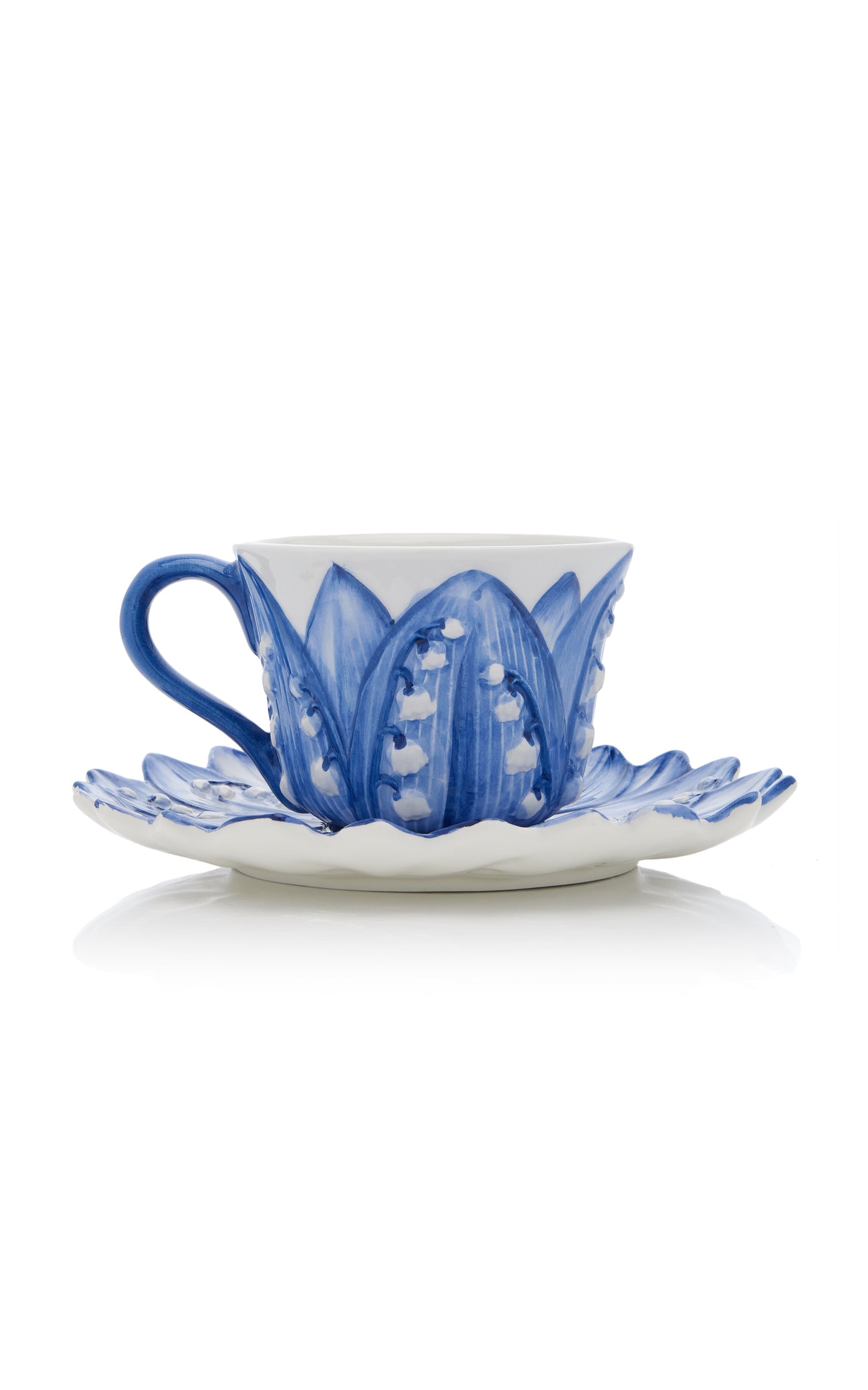 Set-of-Six Lily Of The Valley Ceramic Breakfast Cup and Saucer