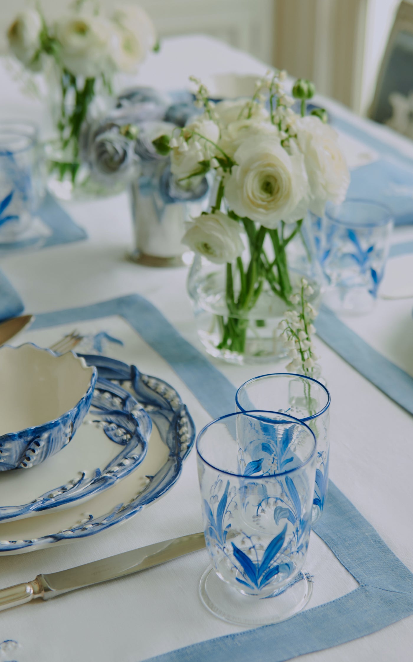 Set-of-Six Lily Of The Valley Ceramic Dinner Plates