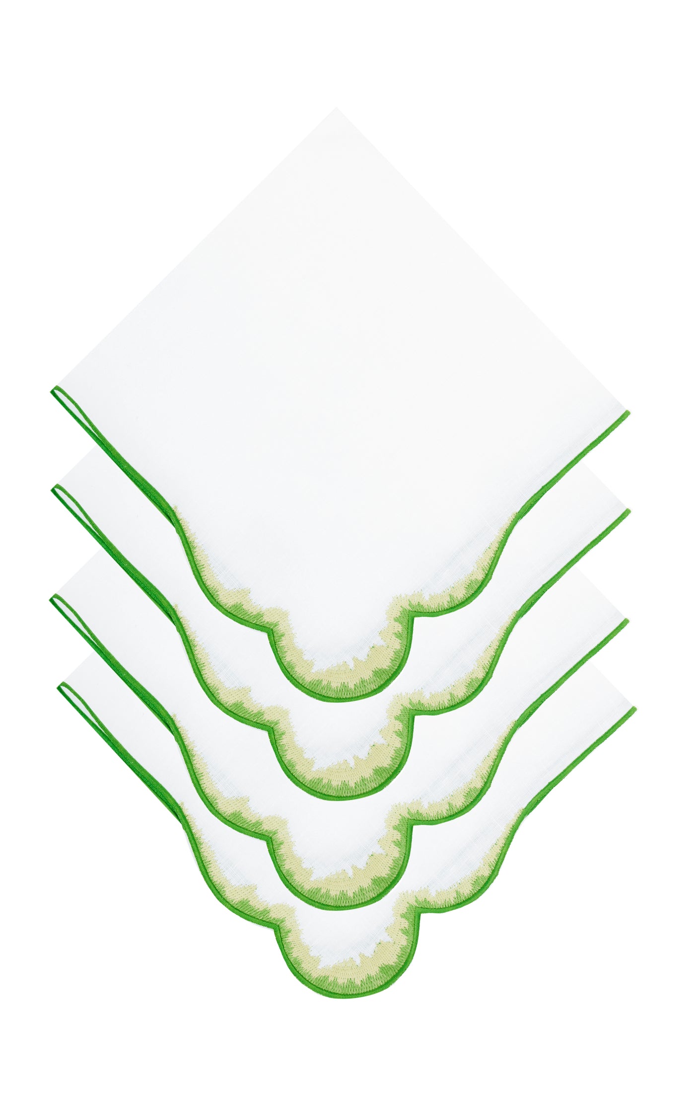 Set-Of-Four Cabbage Embroidered Linen Napkins