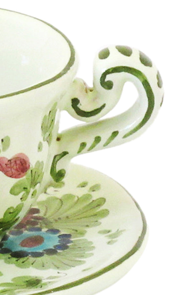 Fiorito by MODA DOMUS, Set-Of-Four Hand-painted Ceramic Coffee Cup and Saucer