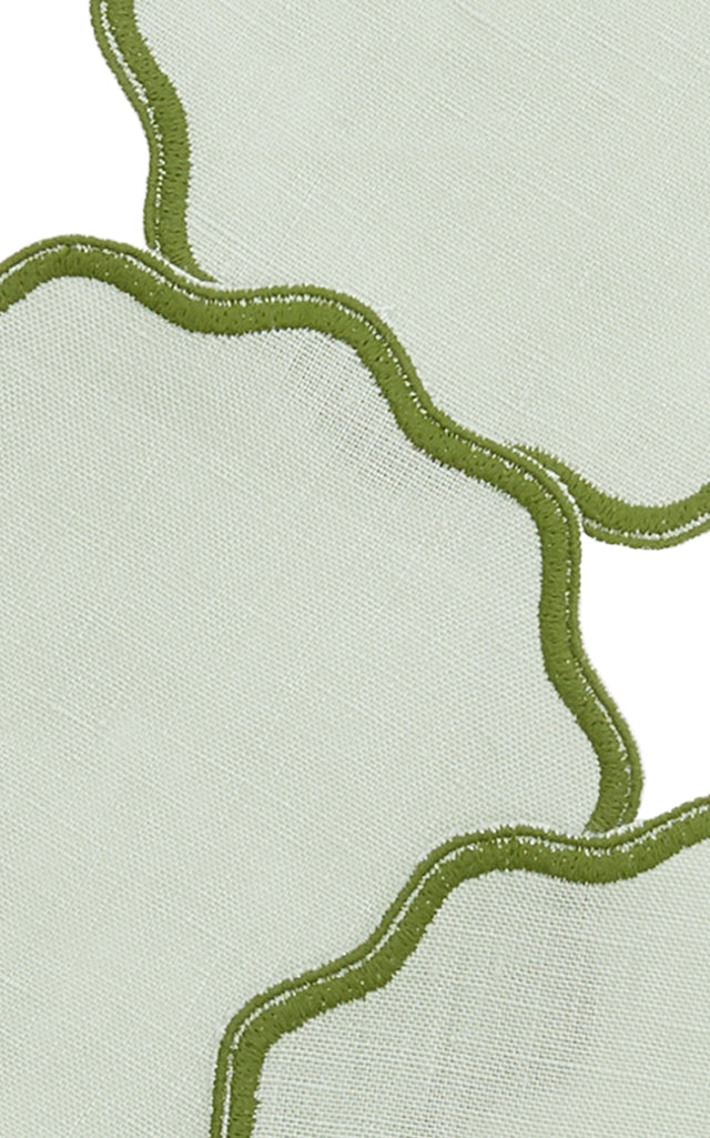 Set-Of-Four Scalloped Linen Coasters
