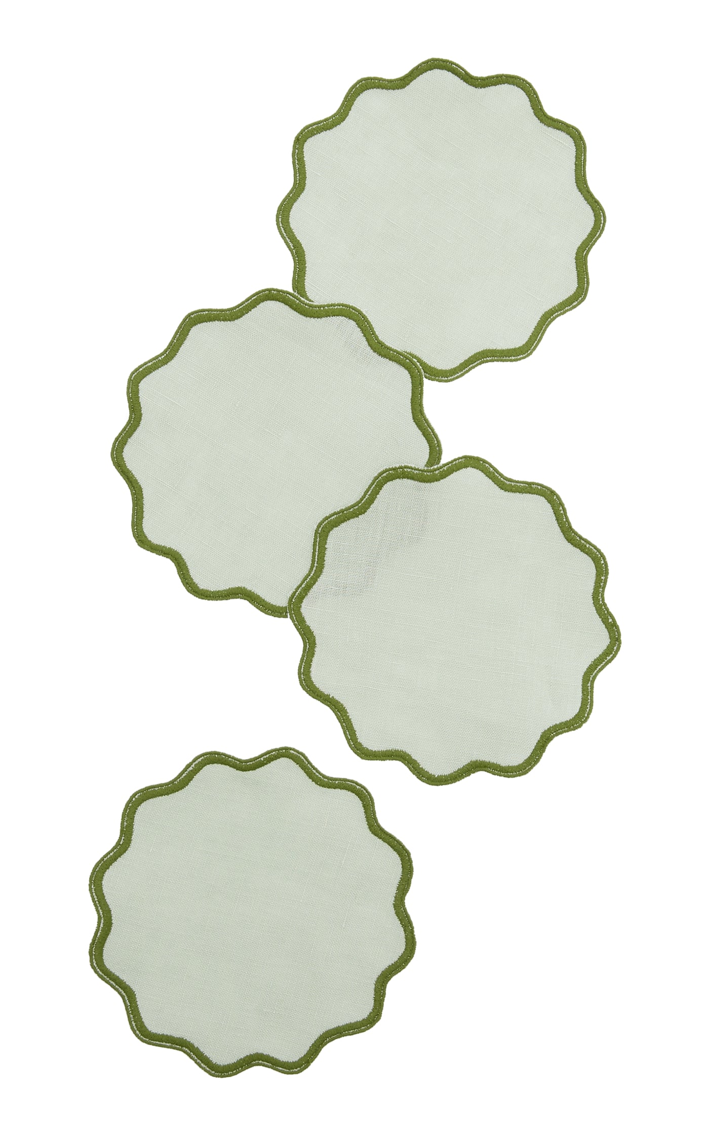 Set-Of-Four Scalloped Linen Coasters