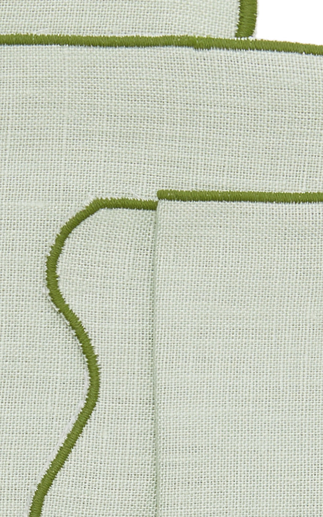 Set-Of-Four Scalloped Linen Cocktail Napkins