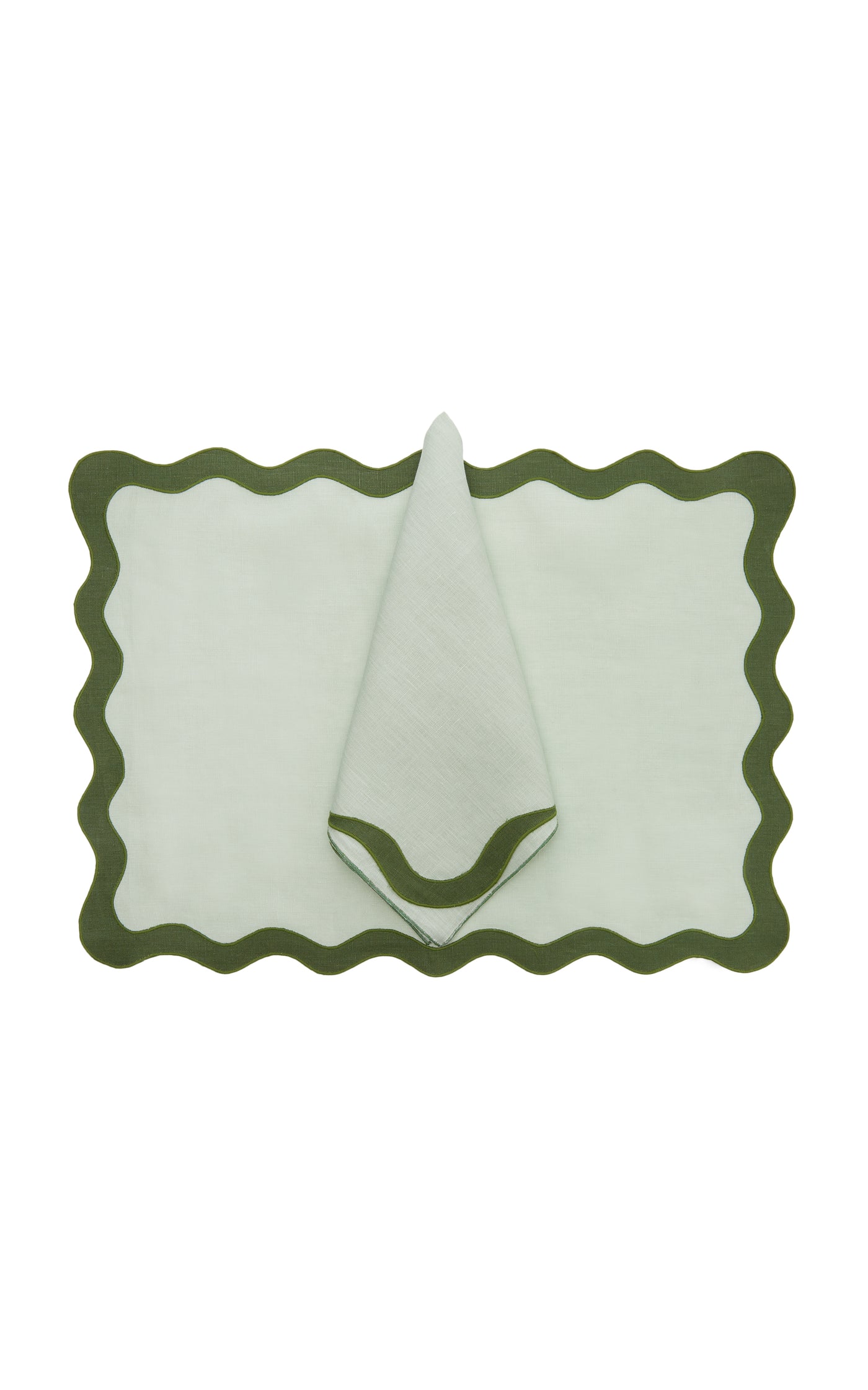 Scalloped Linen Placemat and Napkin Set