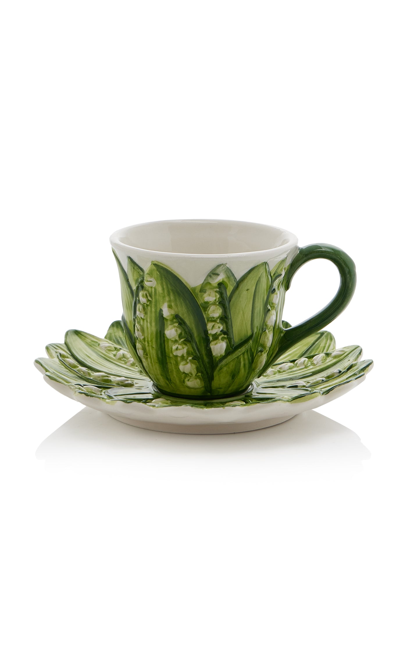 Set-of-Six Lily of the Valley Ceramic Tea Cup and Saucers