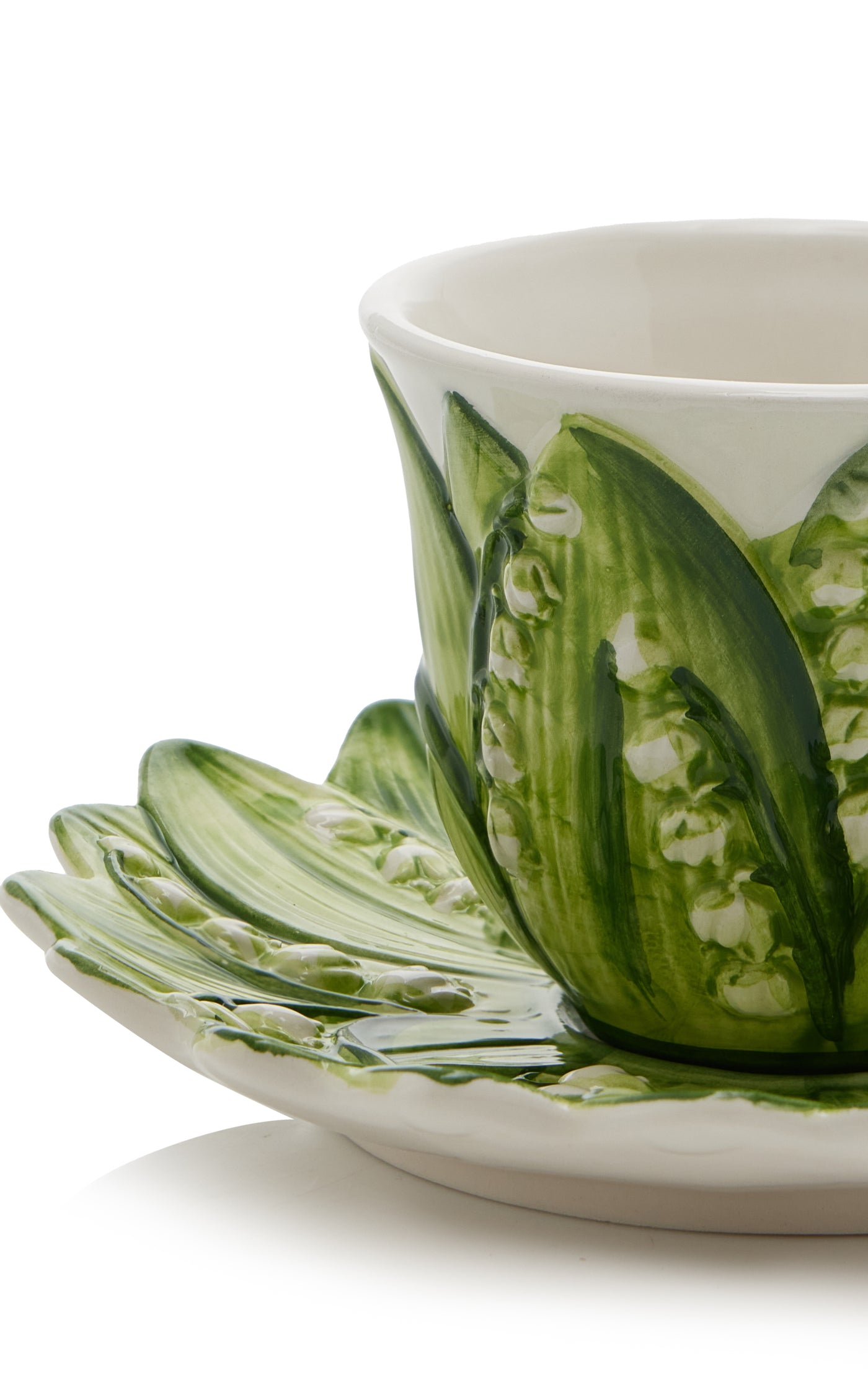Set-of-Six Lily of the Valley Ceramic Tea Cup and Saucers