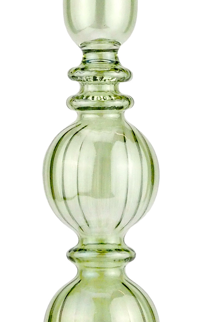 Set-Of-Two Tall Glass Candle Sticks