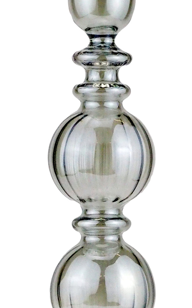 Set-Of-Two Tall Glass Candle Sticks