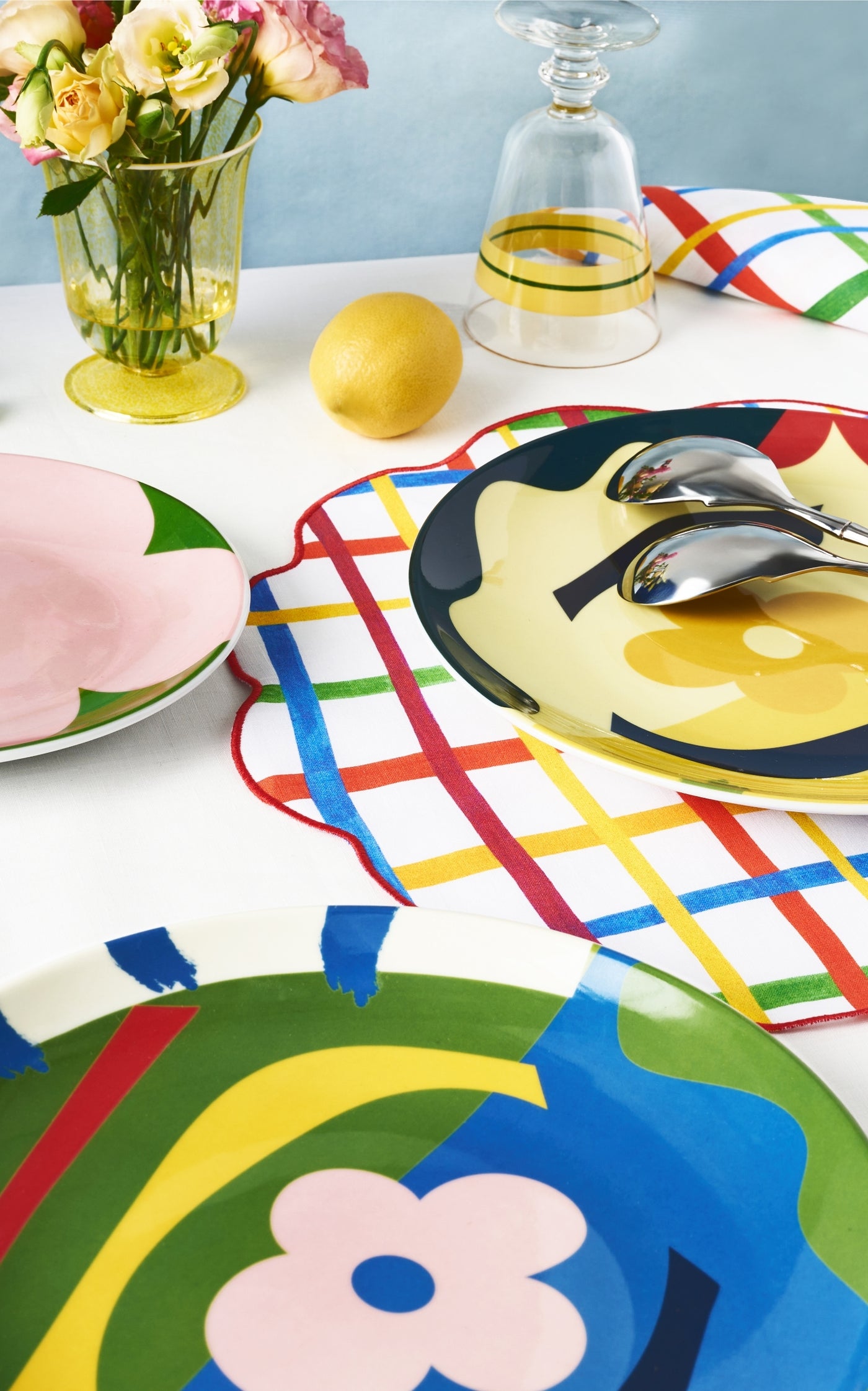 Set-of-Four Linen Round Placemats