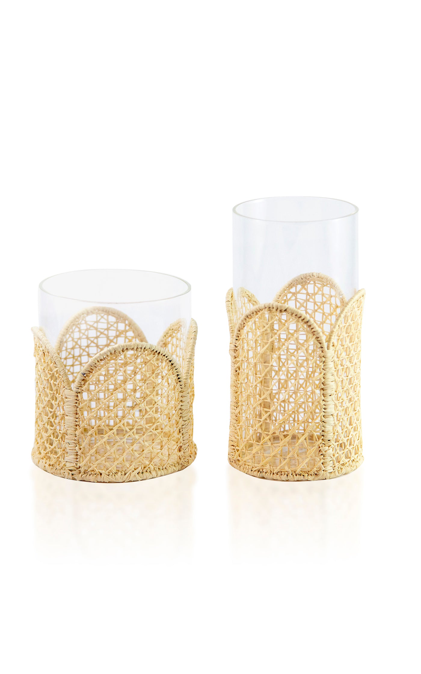 Set-Of-Four Raffia-Lined Tall Glasses