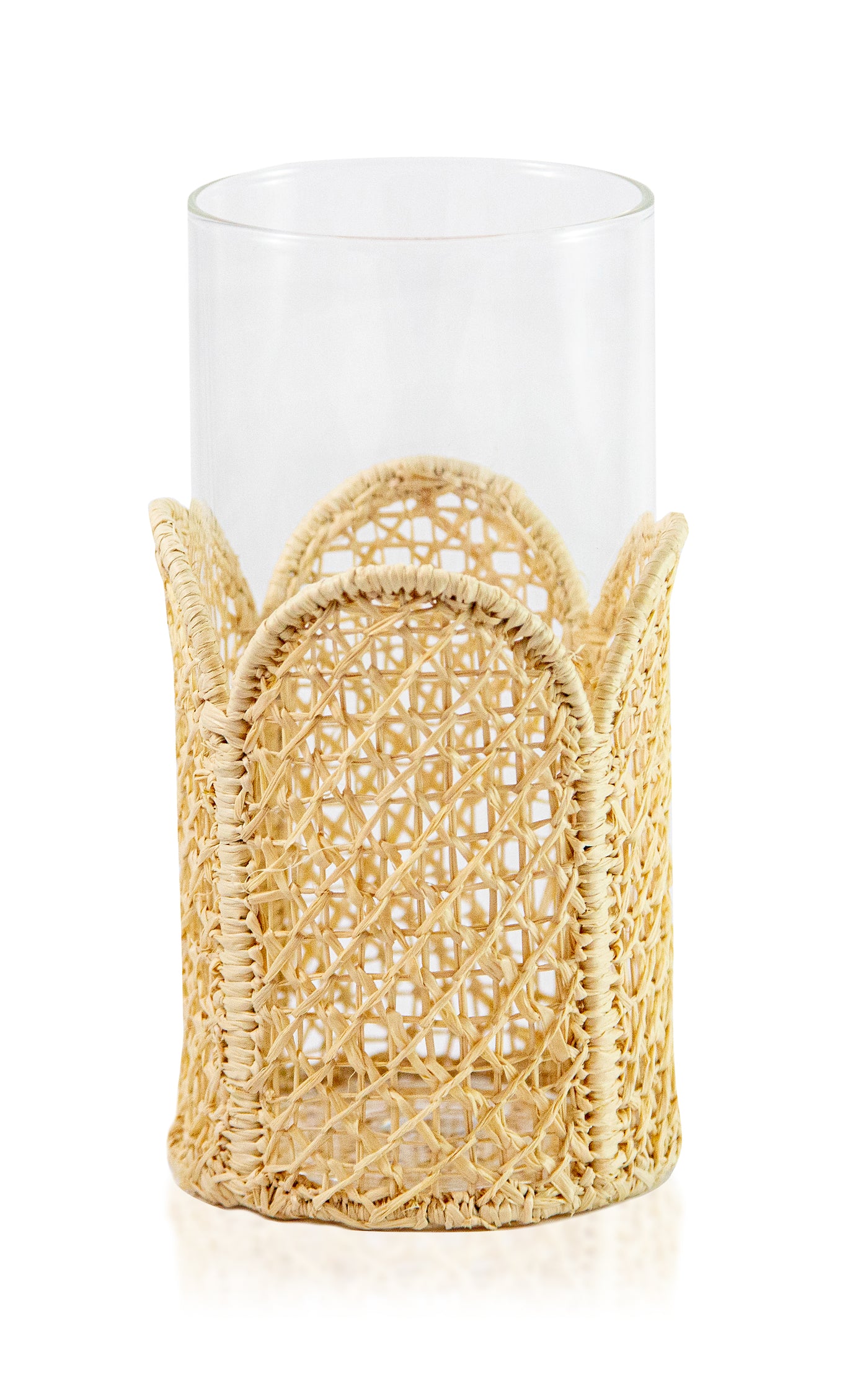 Set-Of-Four Raffia-Lined Tall Glasses