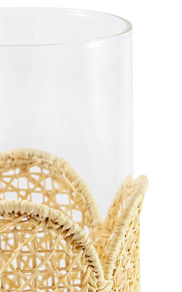 Set-Of-Four Raffia-Lined Tall Glasses
