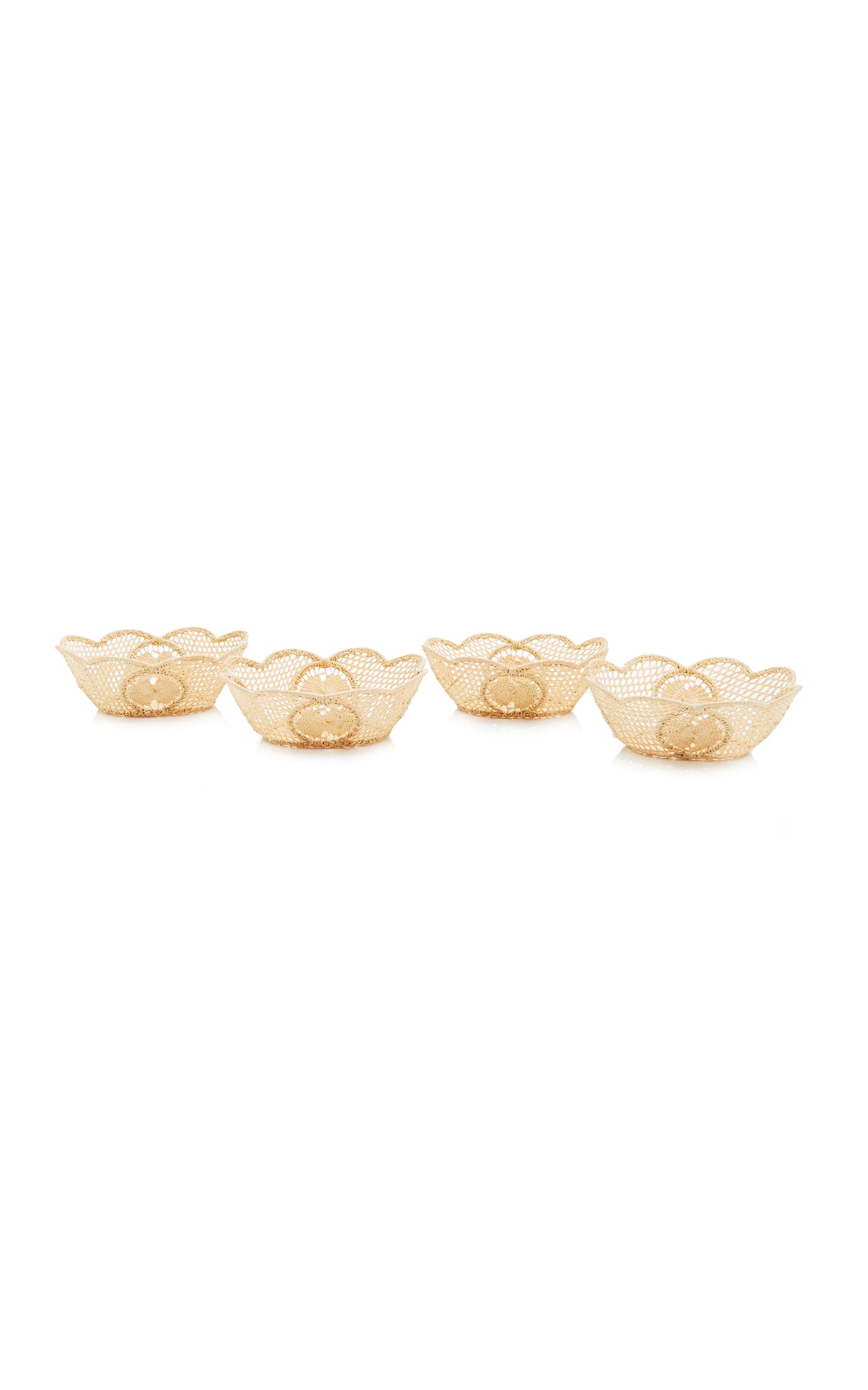 Set-of-4 Small Oval Raffia Bowls