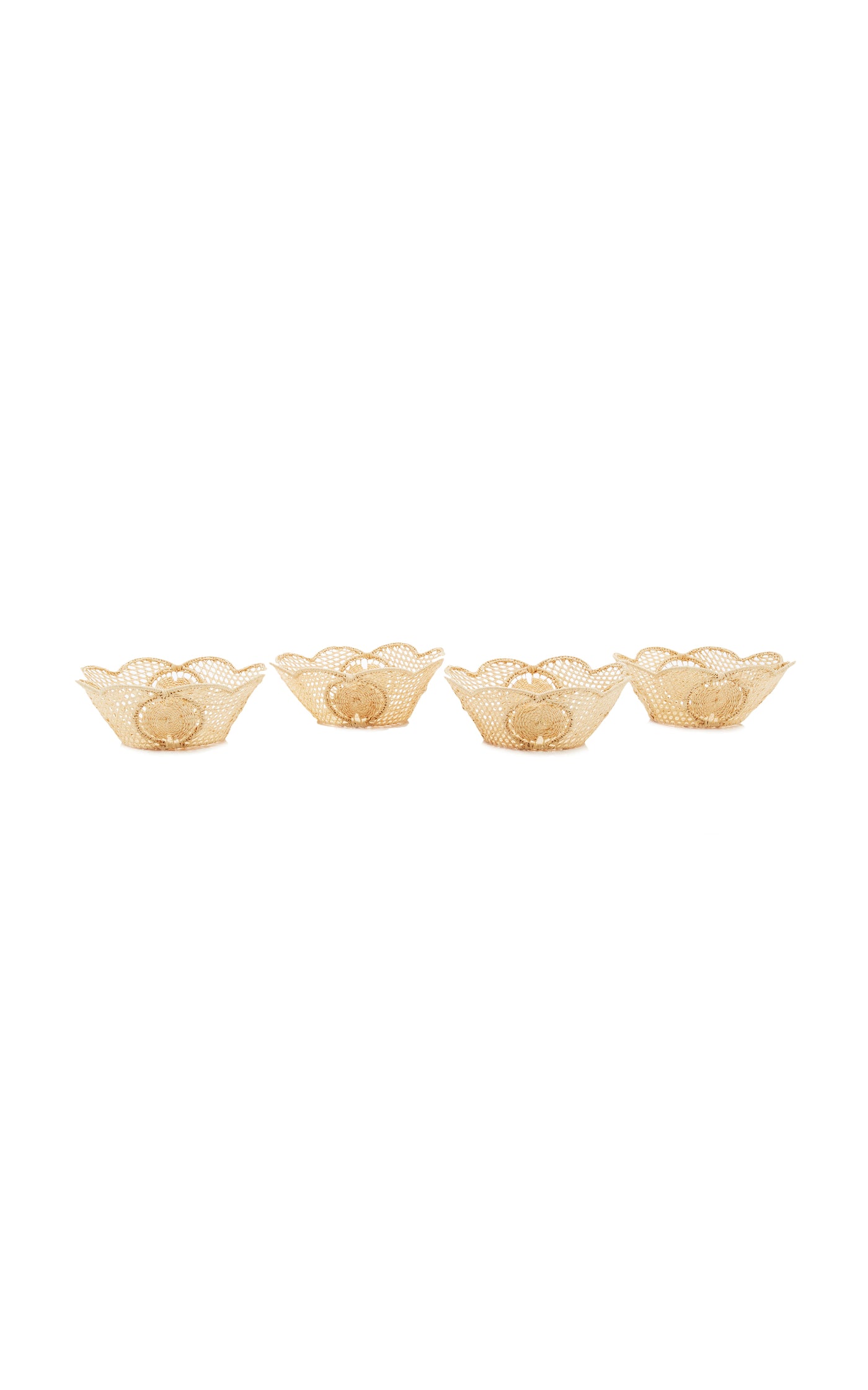 Set-of-4 Small Round Raffia Bowls