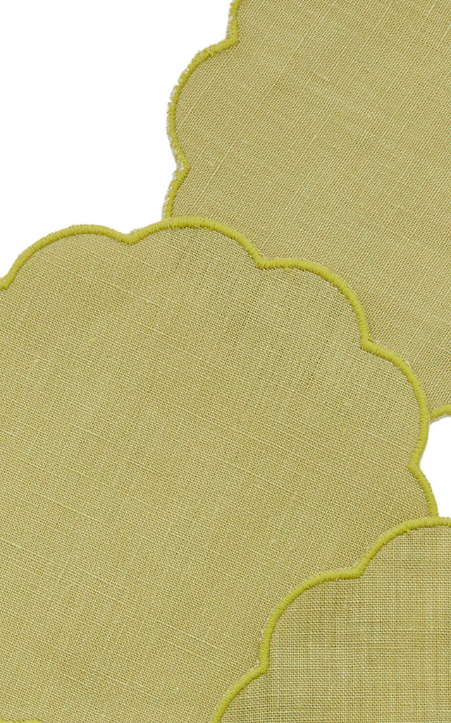 Set-Of-Four Scalloped Linen Coasters