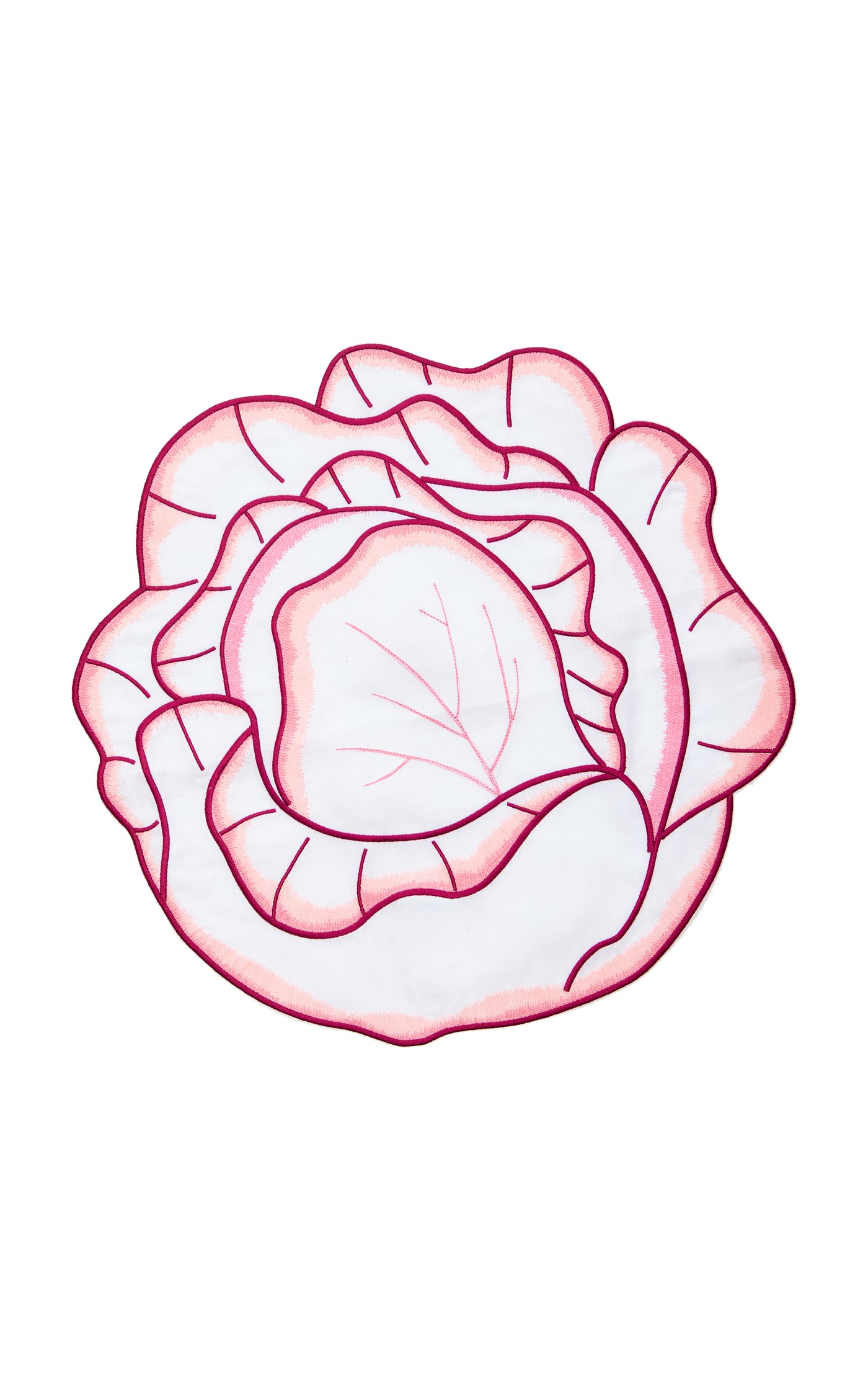 Set-Of-Four Cabbage Embroidered Linen Placemats
