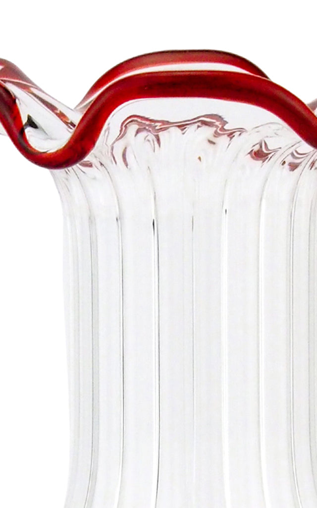 Set-Of-Two Small Scalloped Glass Candle Sticks