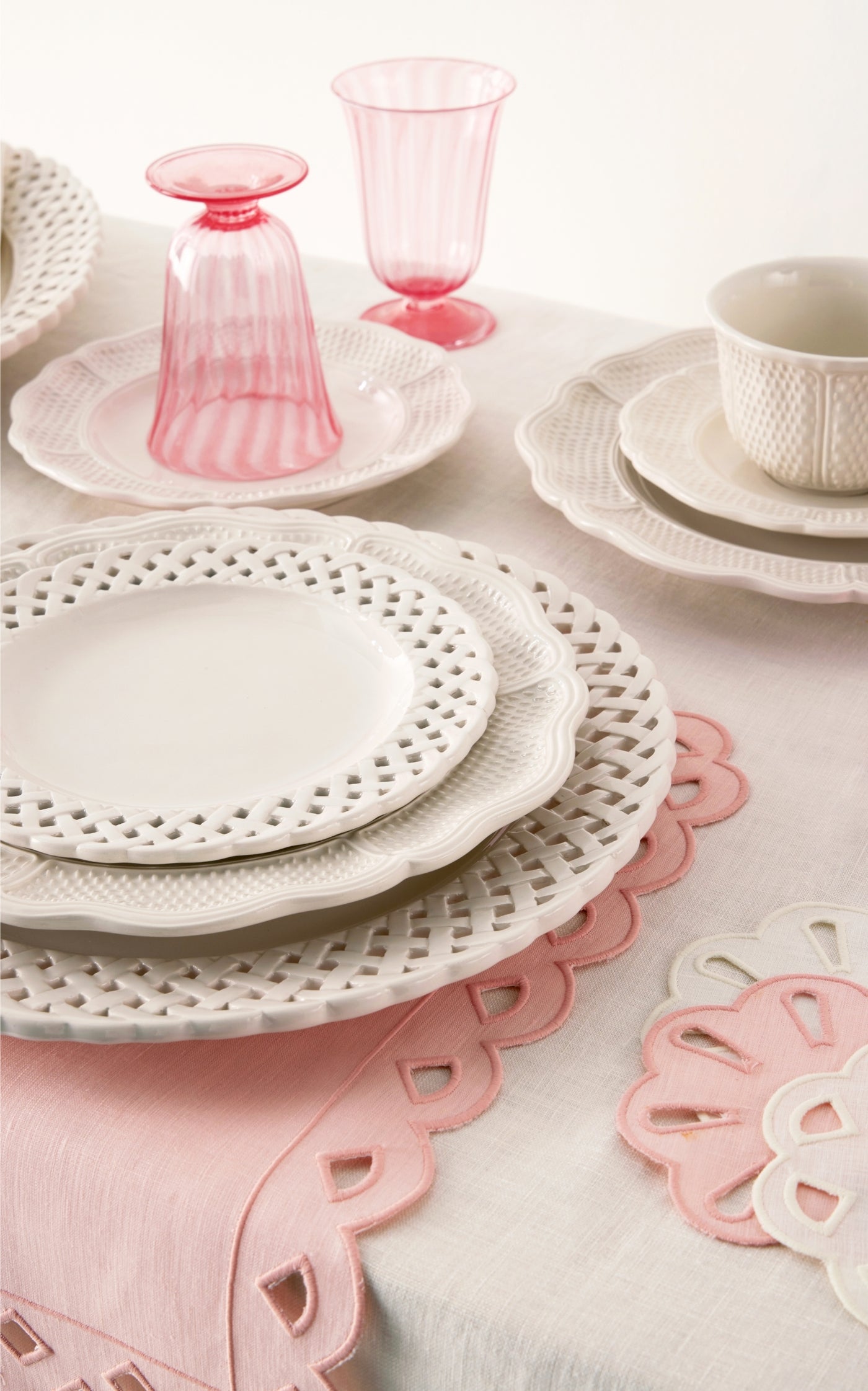 Dots Creamware Breakfast Cup and Saucer