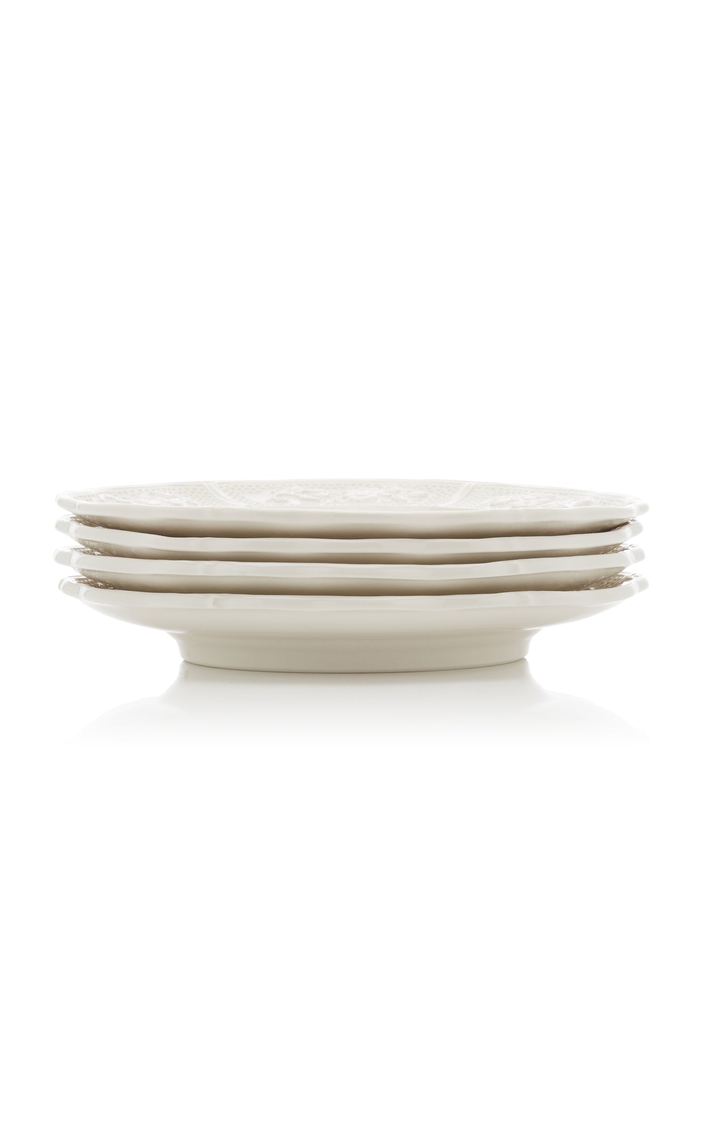 Set-of-Four Relief Earthenware Dessert Plates