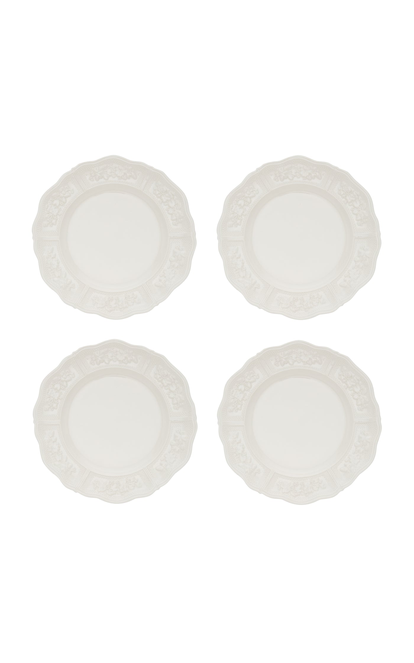 Set-of-Four Relief Earthenware Dessert Plates