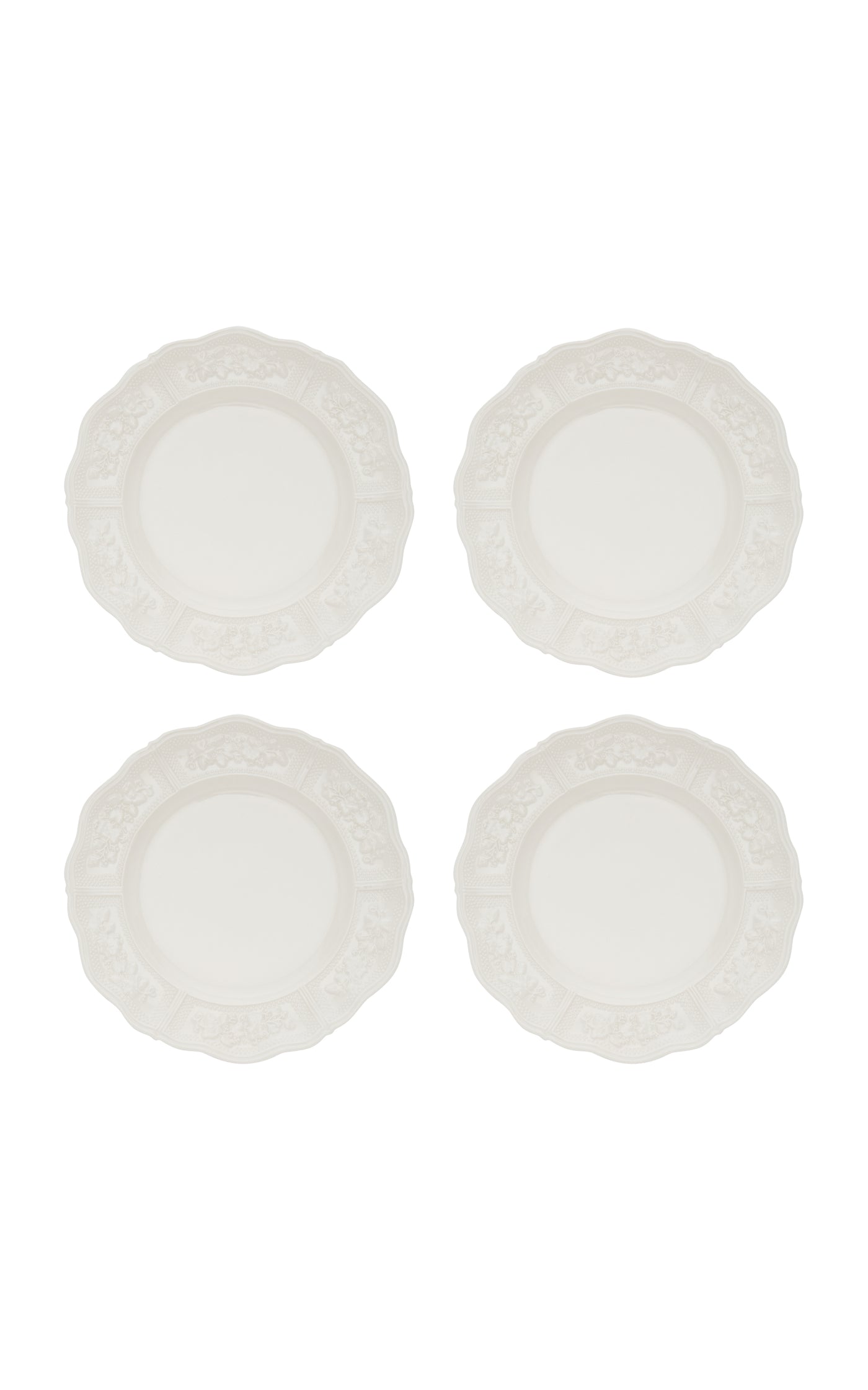 Set-of-Four Relief Earthenware Dinner Plates