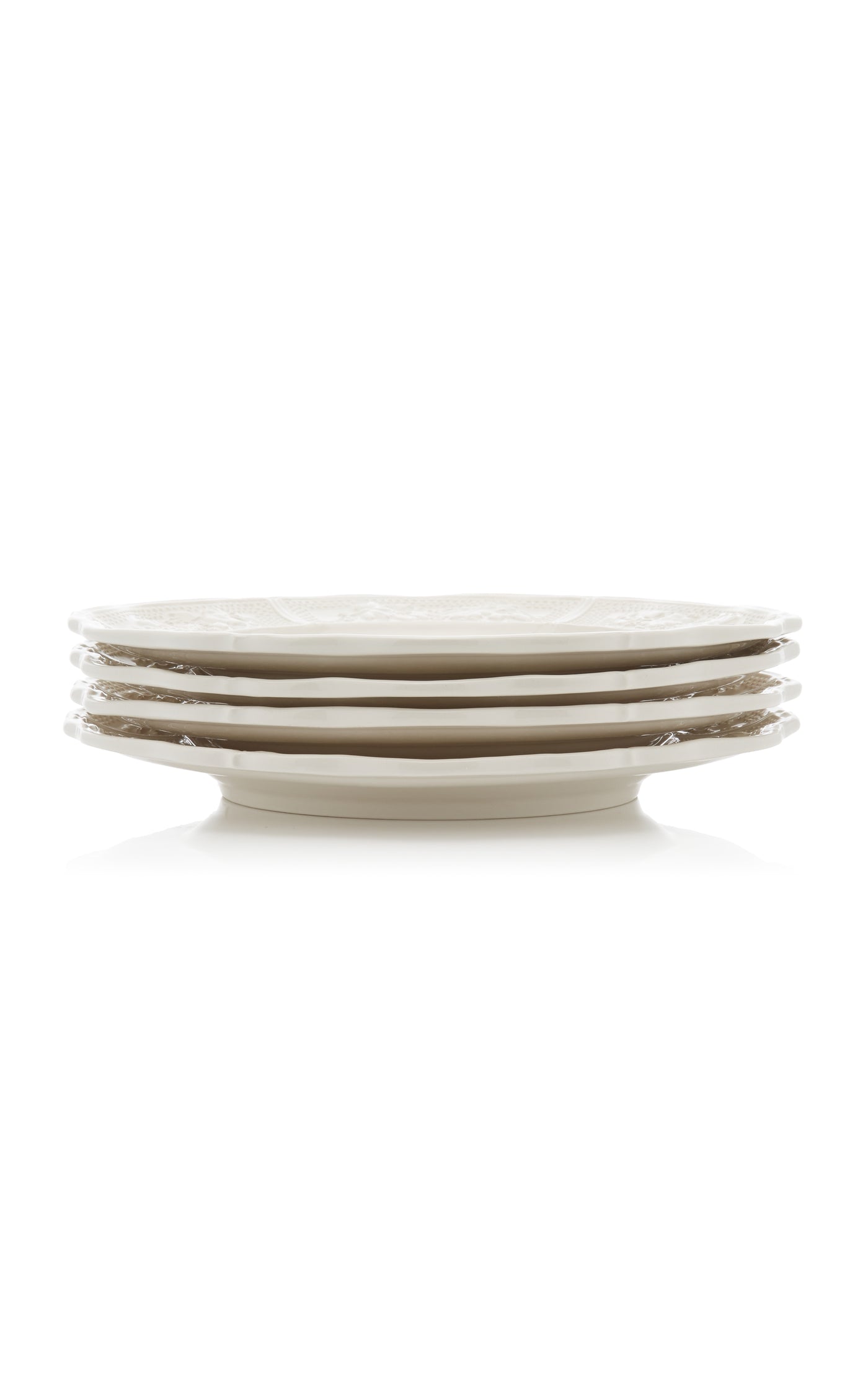 Set-of-Four Relief Earthenware Dinner Plates