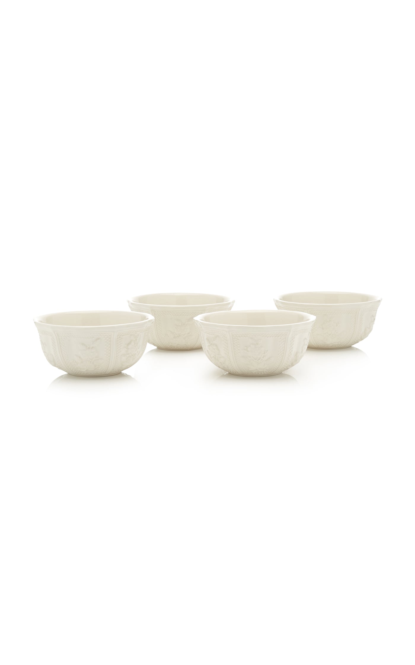 Set-of-Four Relief Earthenware Small Bowls