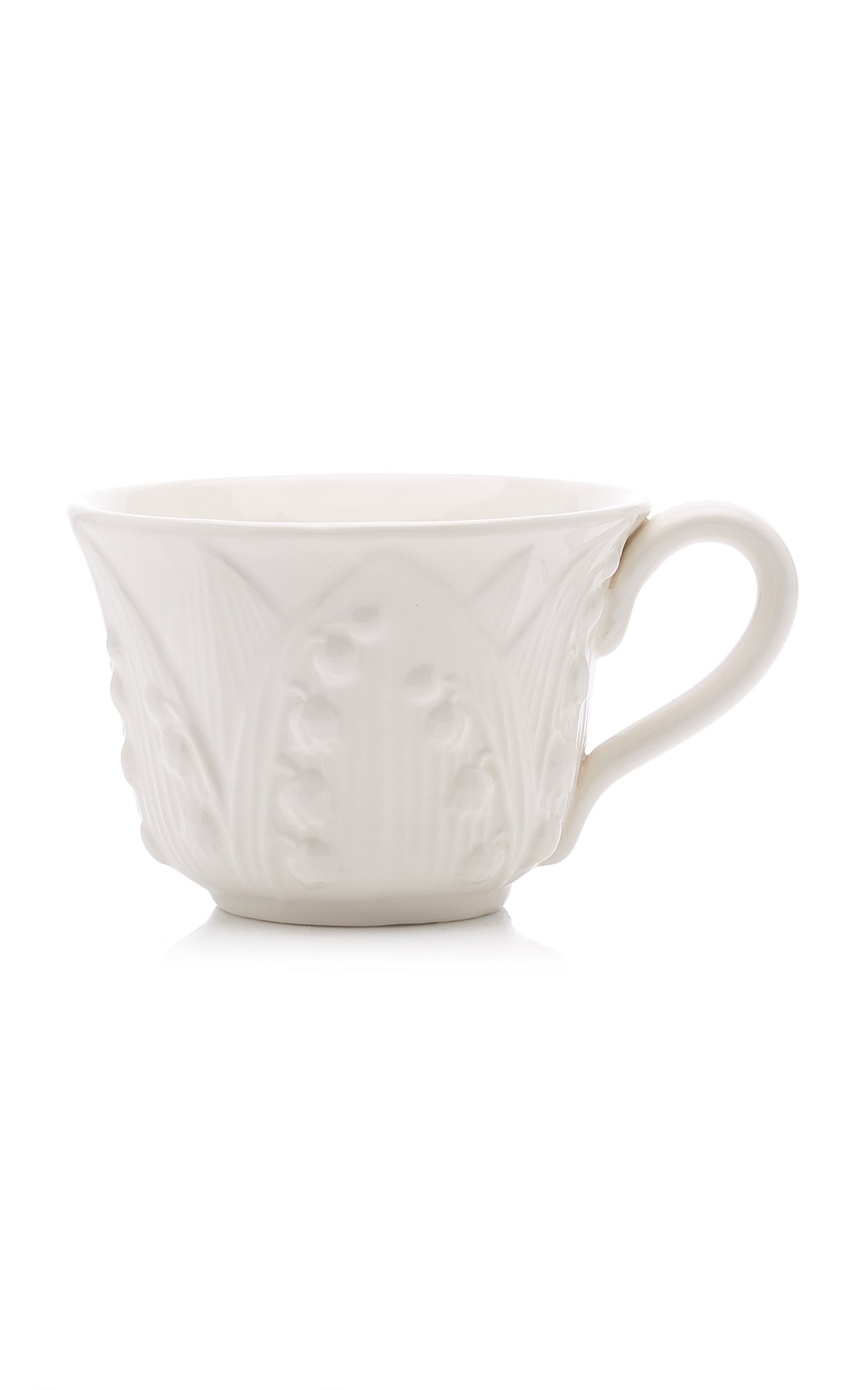 Set-Of-Six Lily Of The Valley Ceramic Breakfast Cup and Saucer