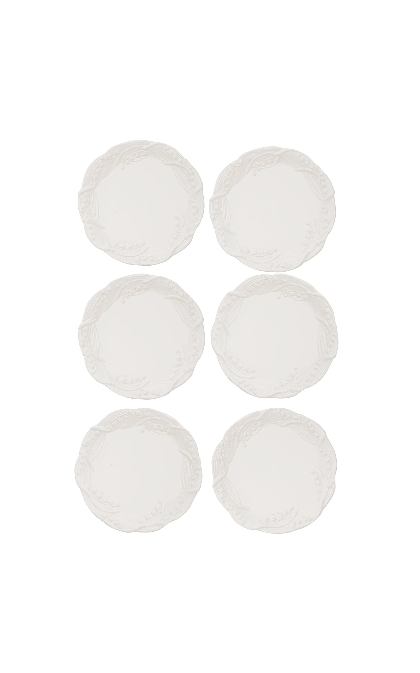 Set of 6 Lily Of The Valley Ceramic Salad Plates